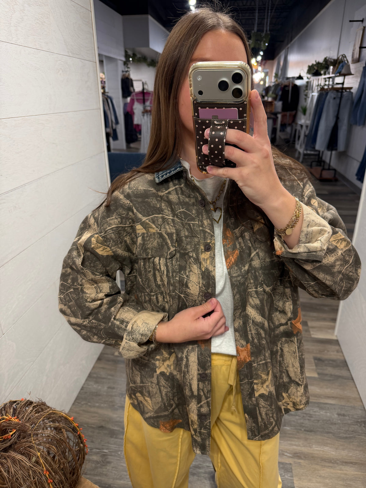 Denim Collar Camo Shacket