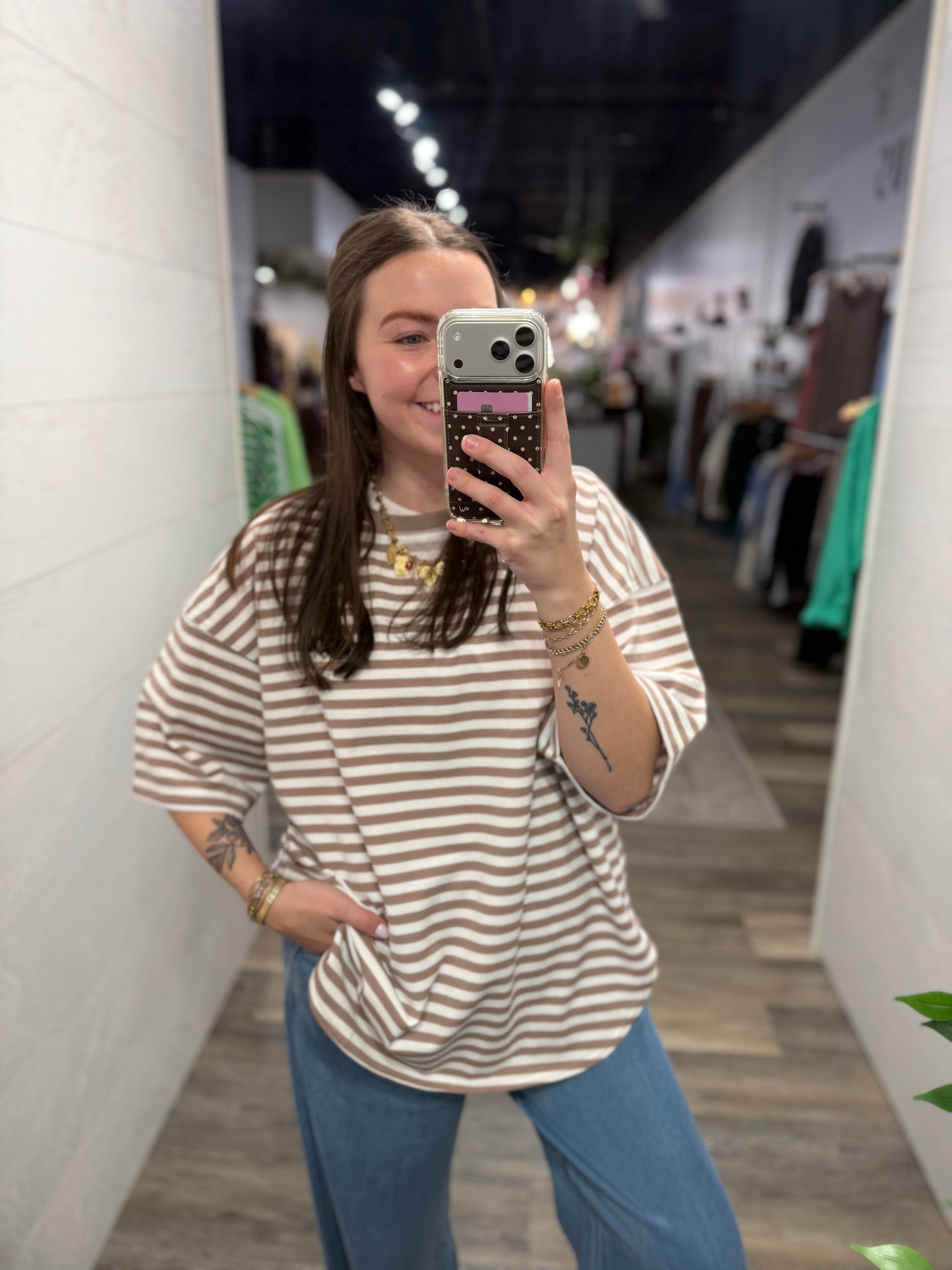 Cream & Taupe Stripe Top