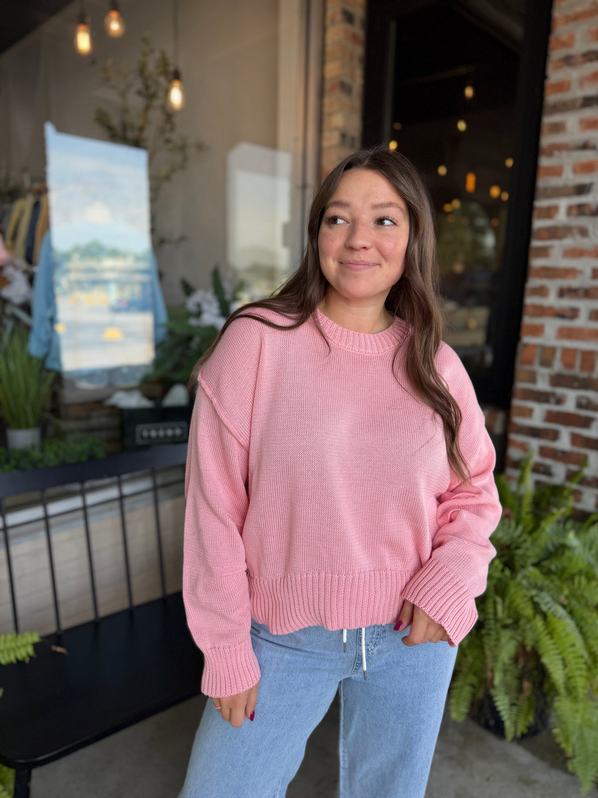 Pink Pleat Detail Sweater