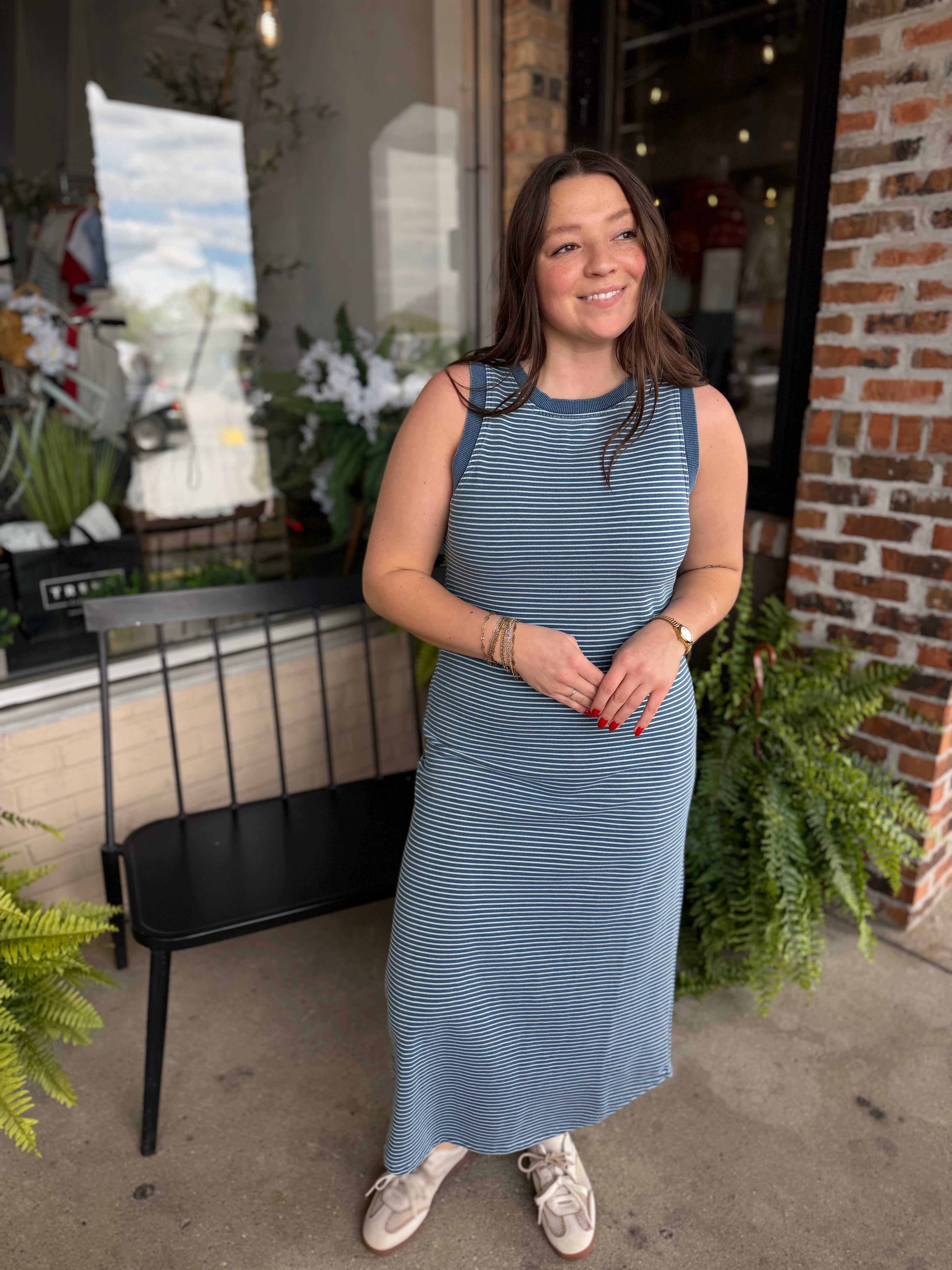 Denim Stripe Tank Dress