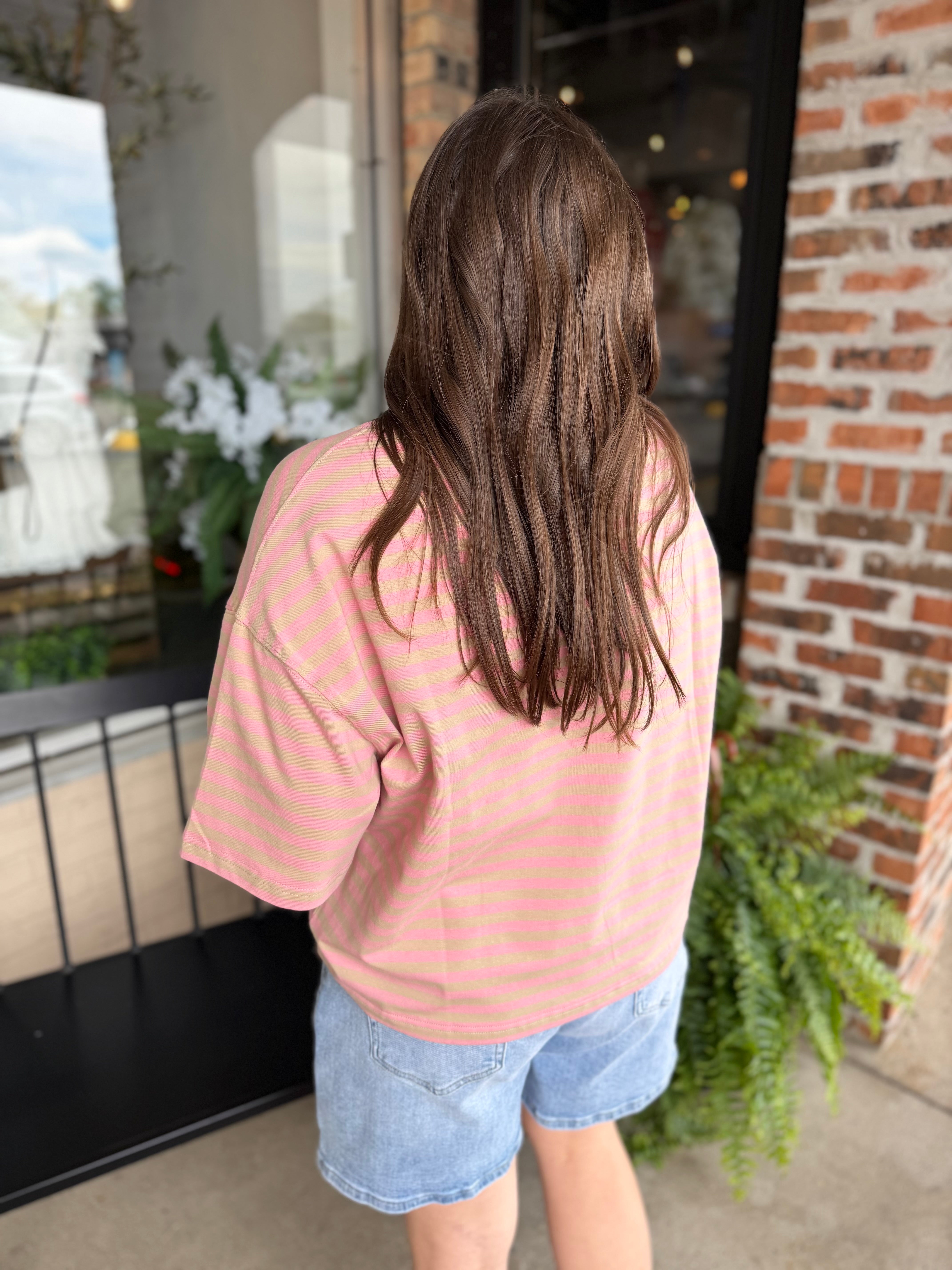 Oat Oversized Stripe Boyfriend Tee - FINAL SALE