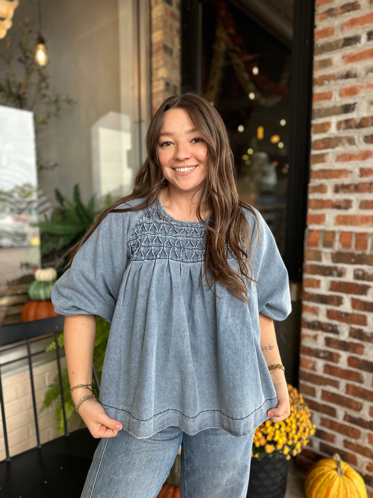Denim Babydoll Top
