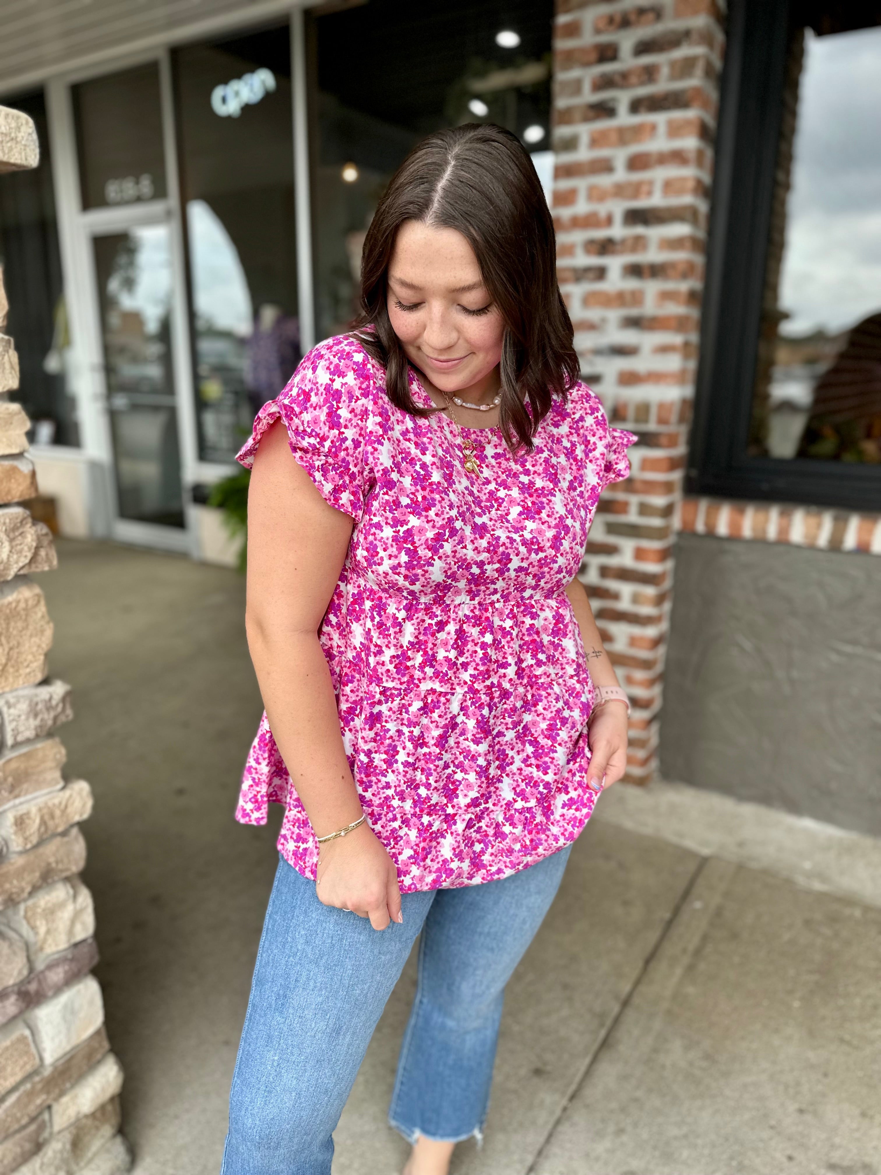 Magenta Babydoll Top - FINAL SALE