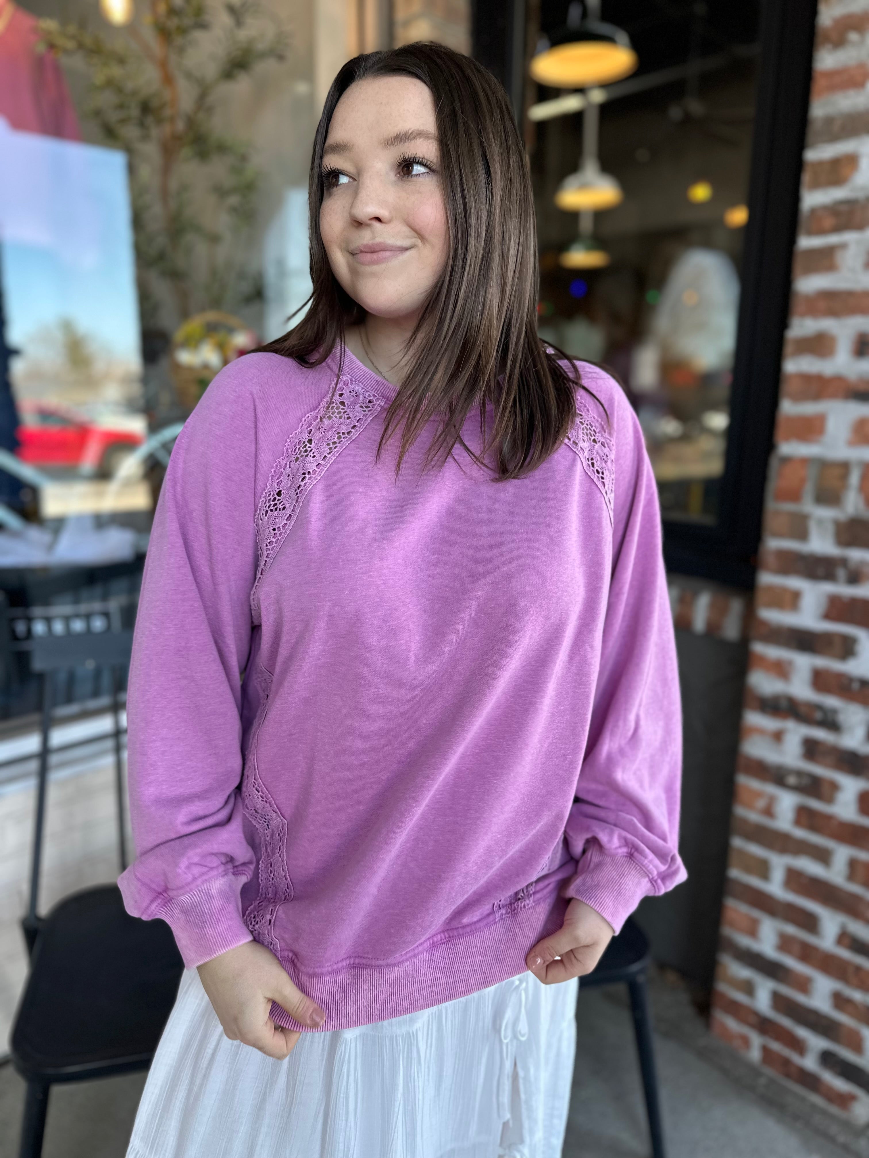 Orchid Lace Trim Detail Top