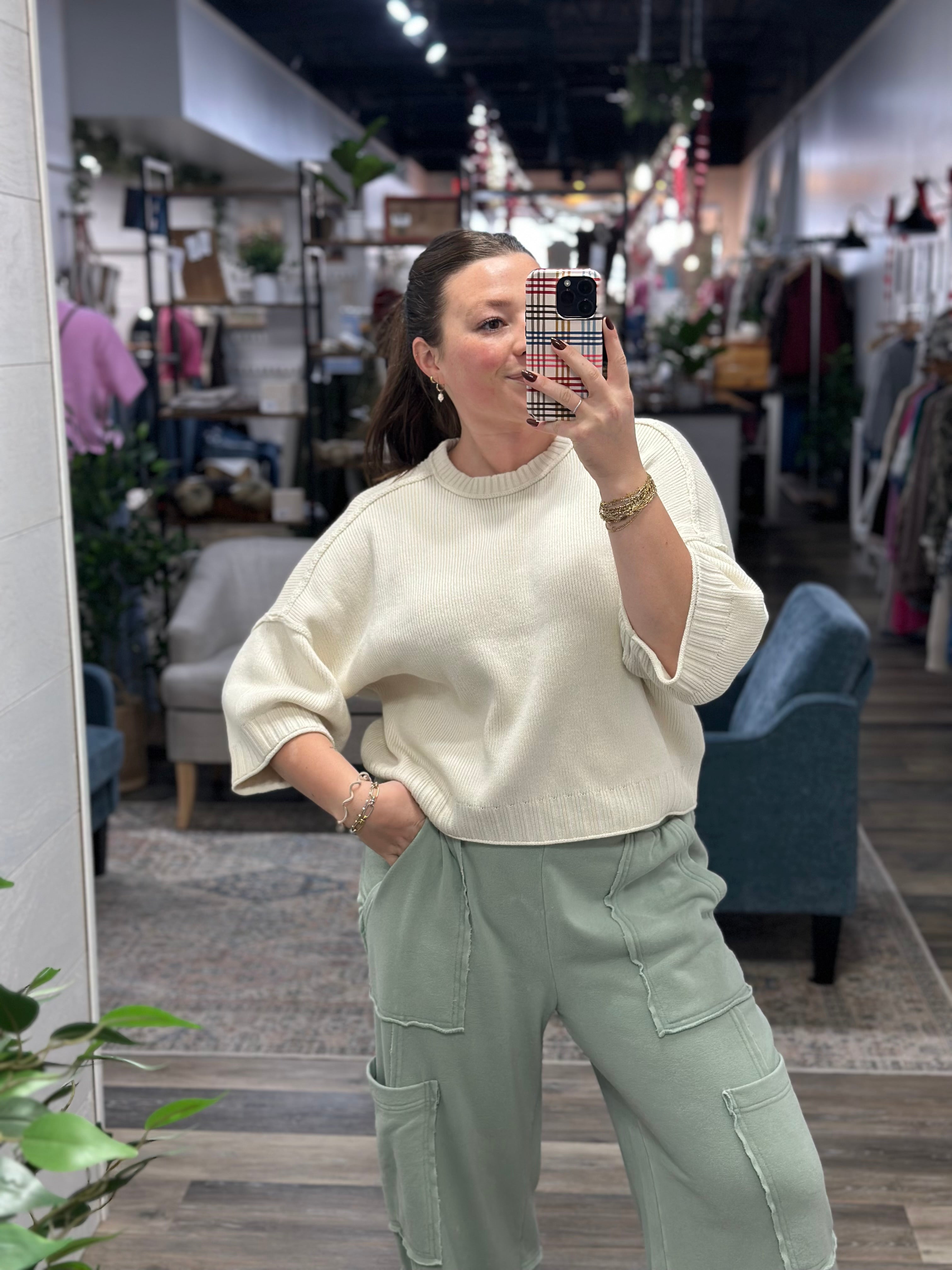 Ivory Drop Shoulder Sweater