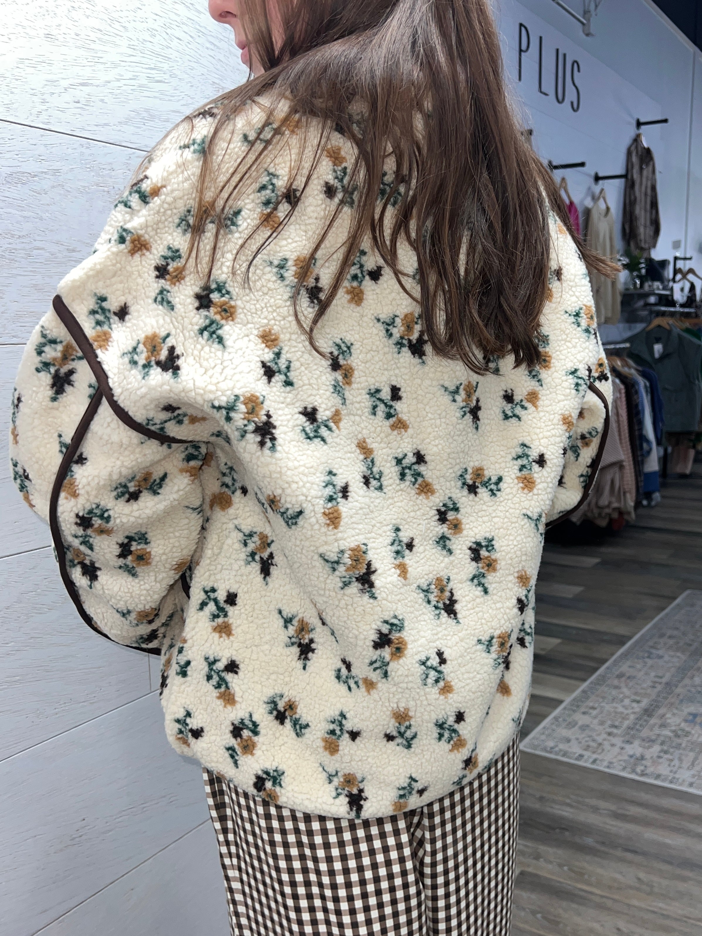 Cream Floral Fleece Jacket