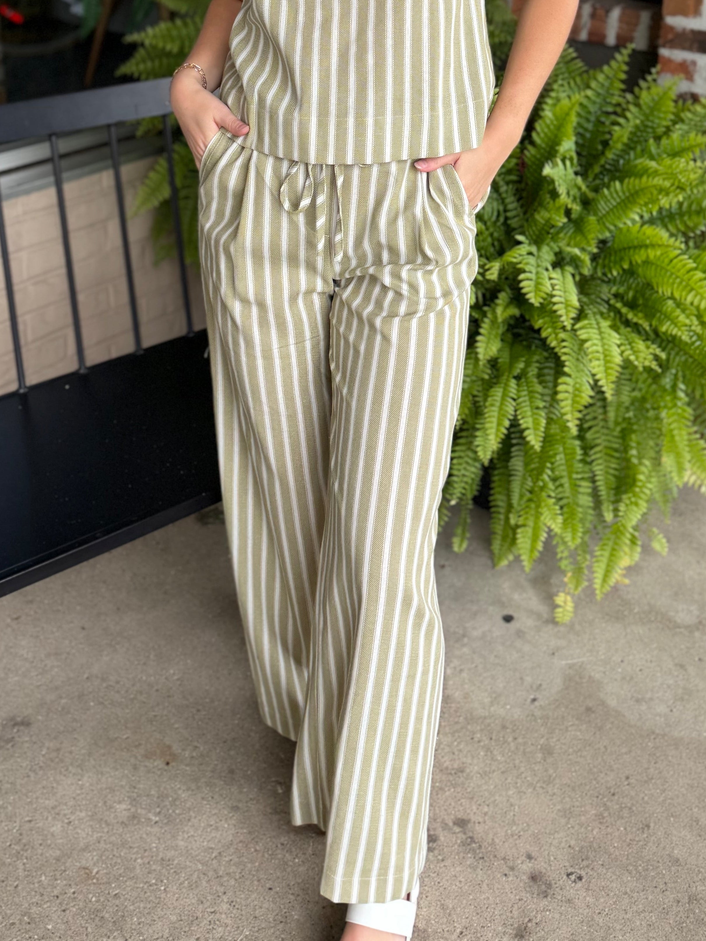 Olive Stripe Pants