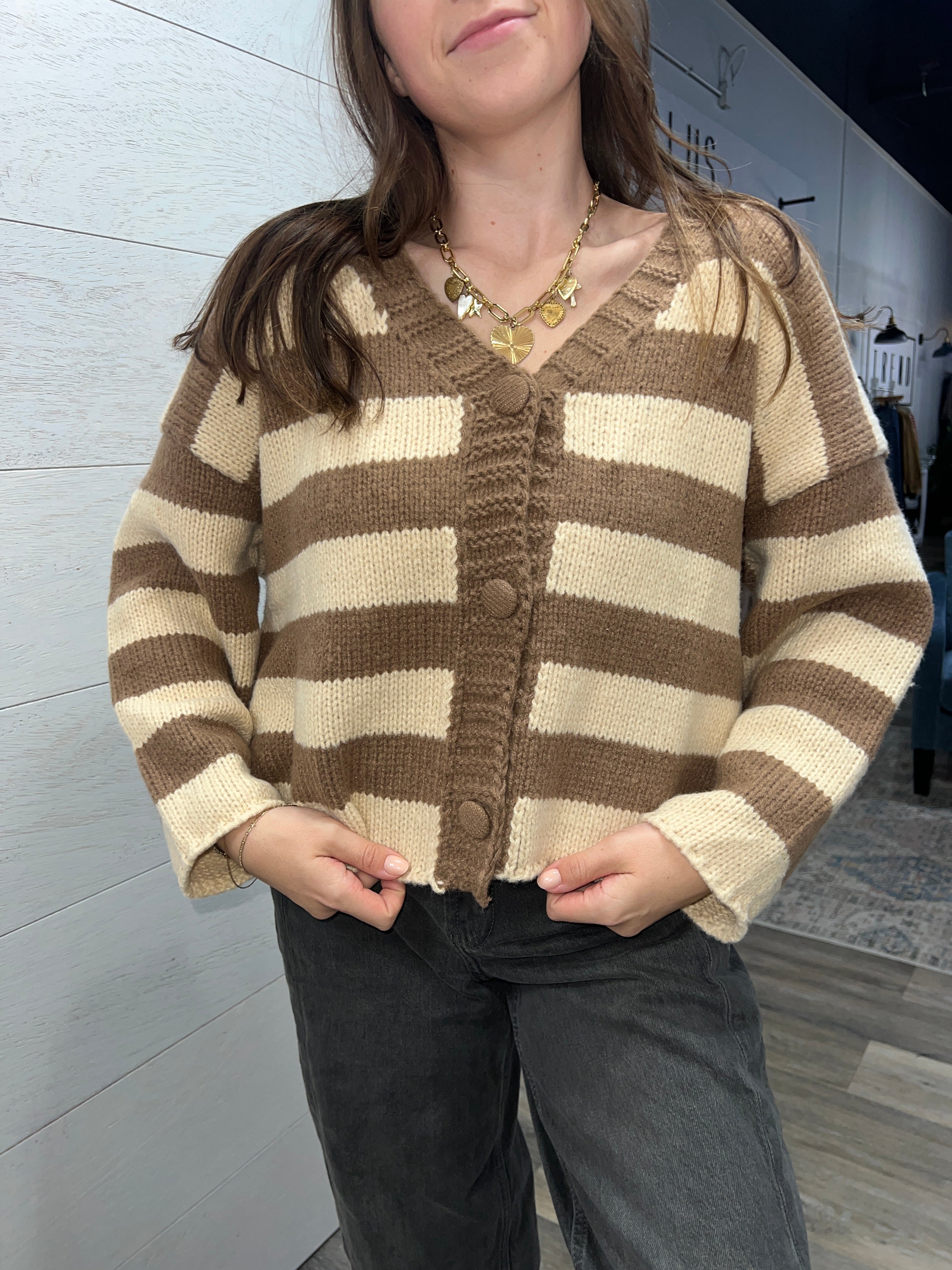 Latte Two Tone Cardi