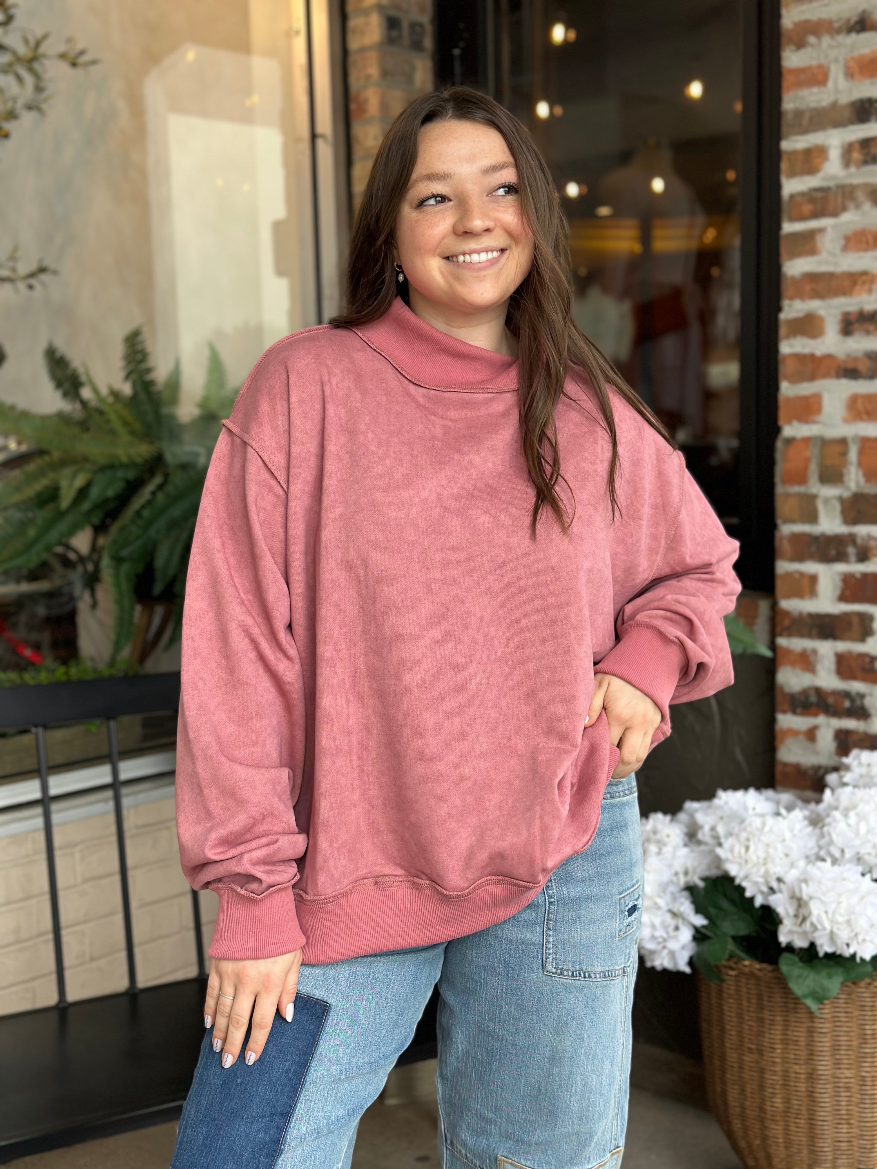 Mauve Vintage Wash Oversized Sweatshirt
