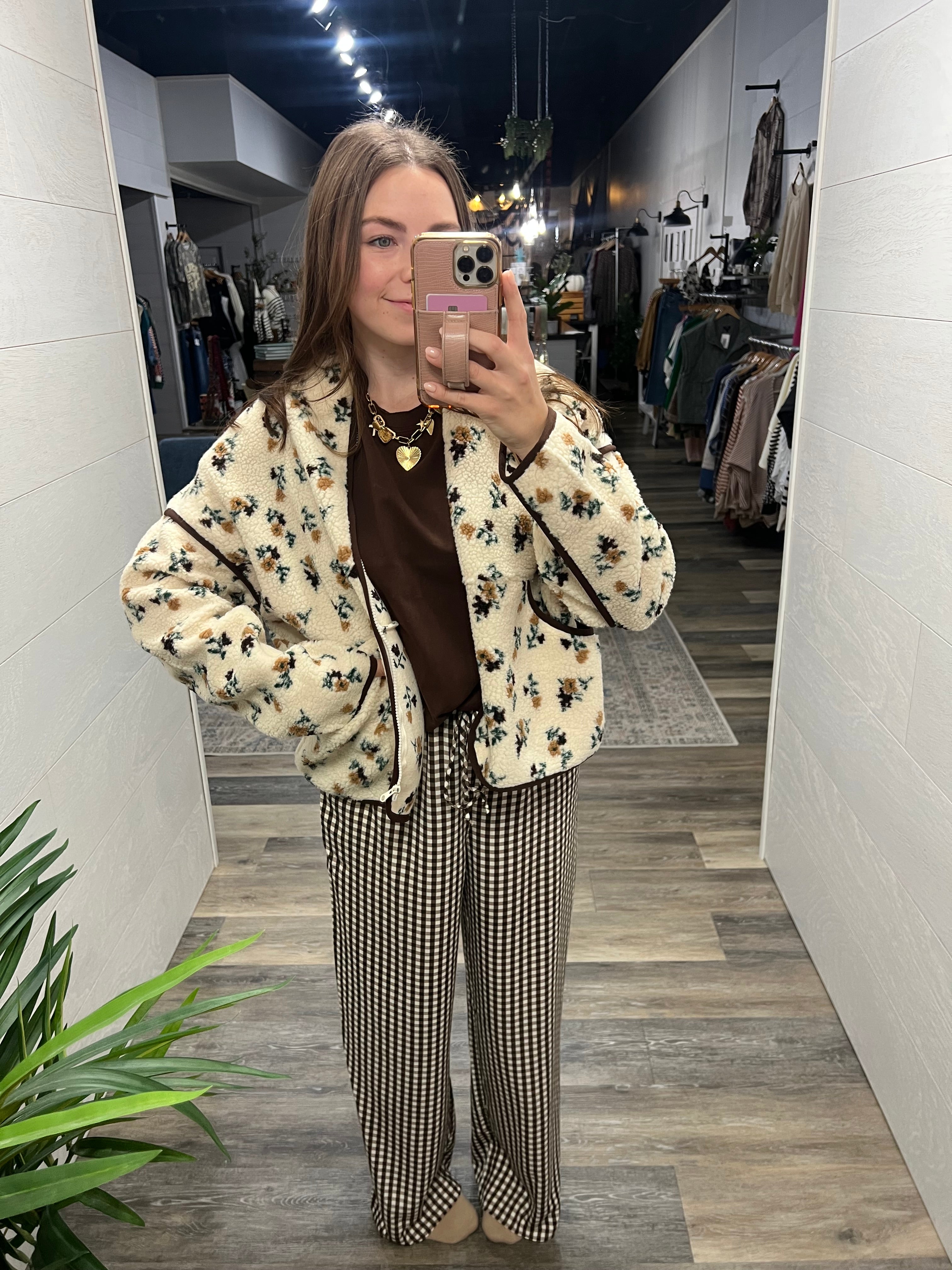 Cream Floral Fleece Jacket