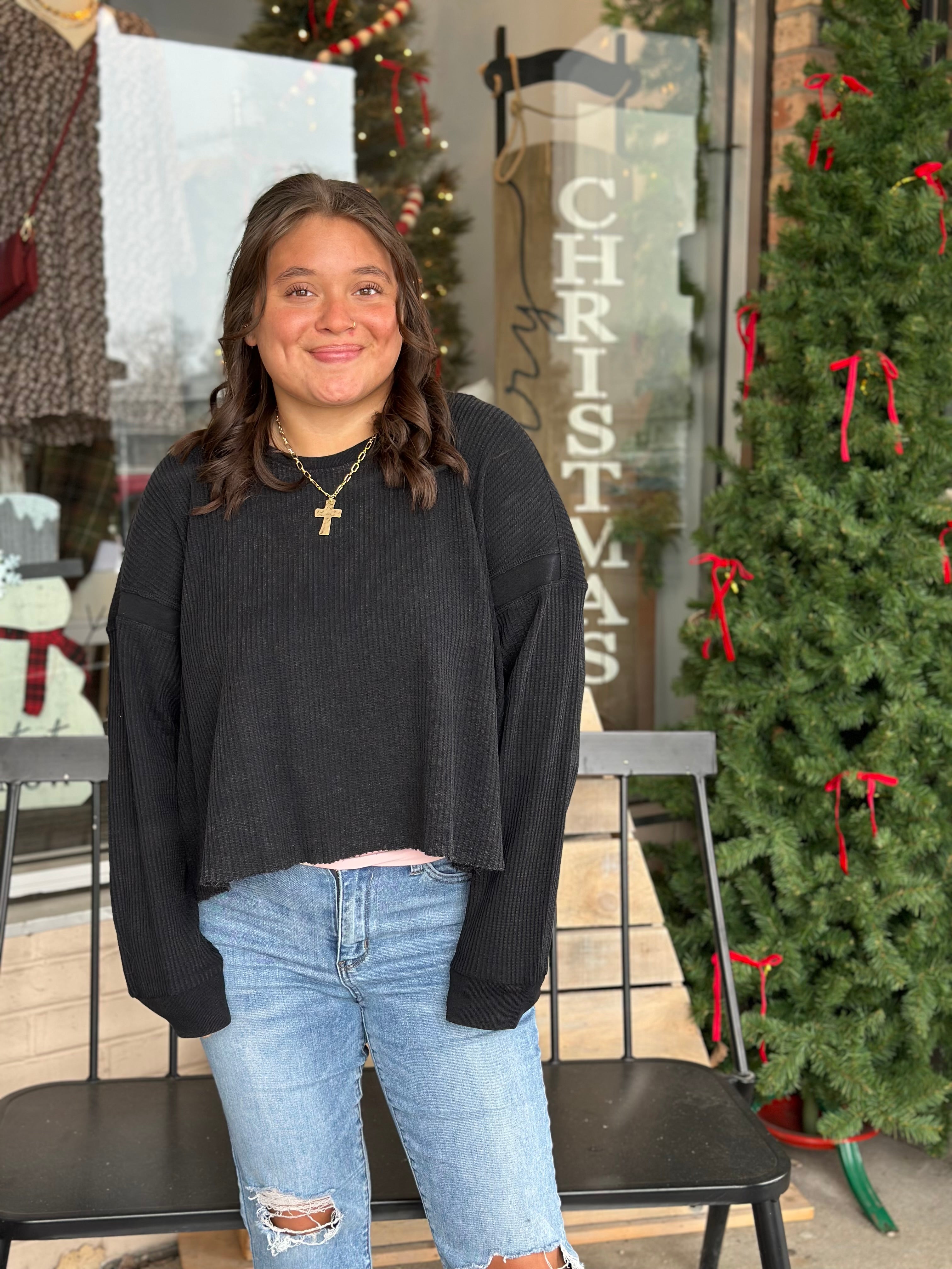 Black Cross Over Back Top