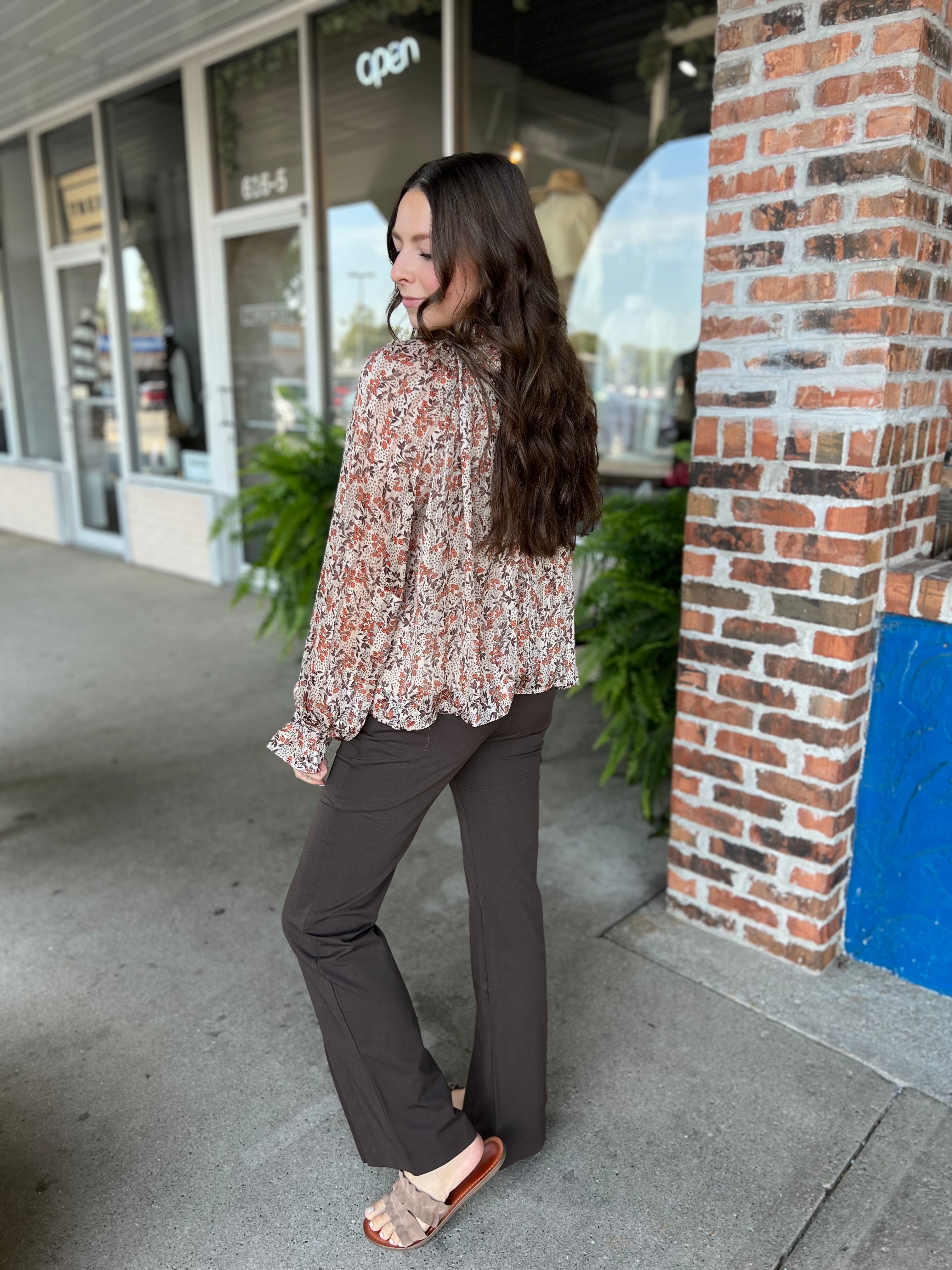 Brown Front Slit Pants - FINAL SALE