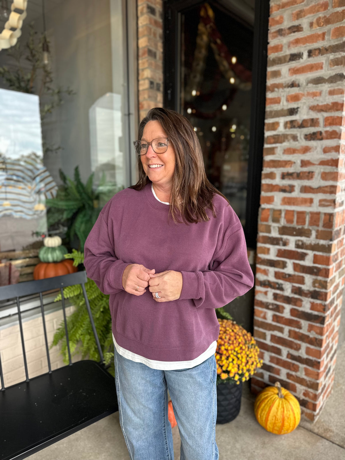 Plum Crew Neck Sweatshirt