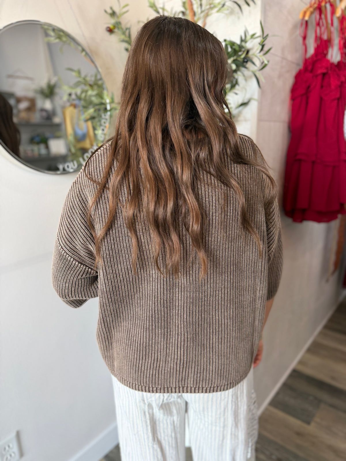 Dark Brown Rolled Edge Cardi
