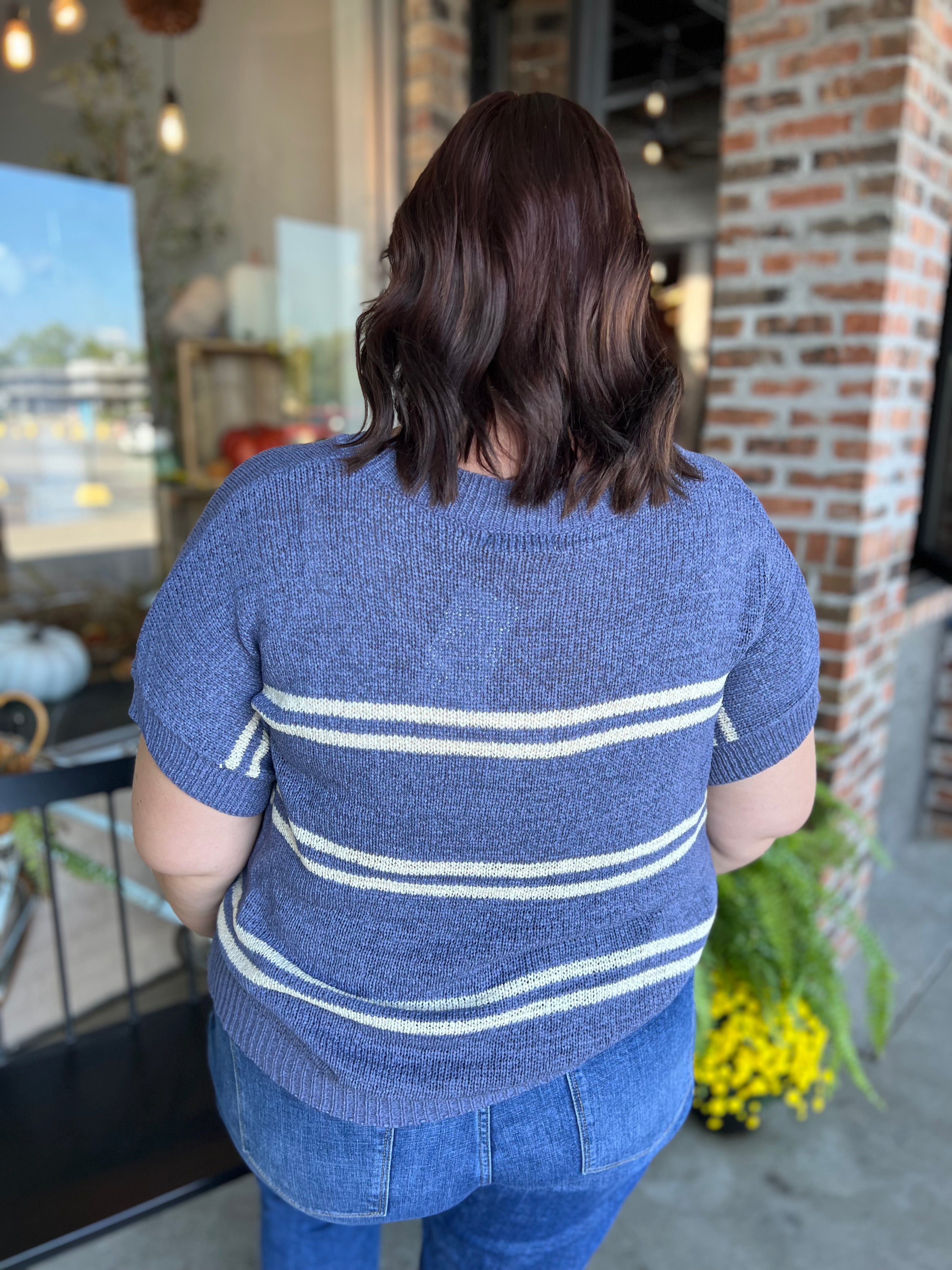 Plus Slate Stripe Sweater