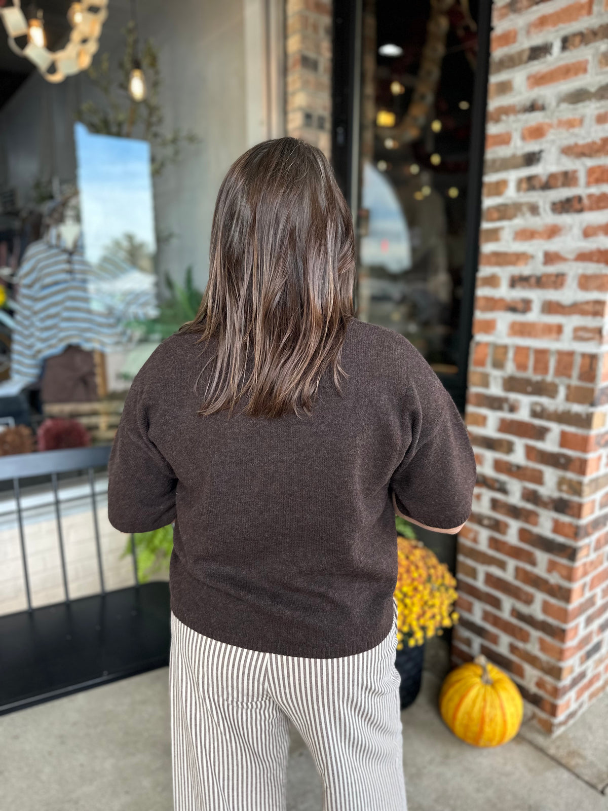 Brown Short Sleeve Boxy Sweater Top - FINAL SALE