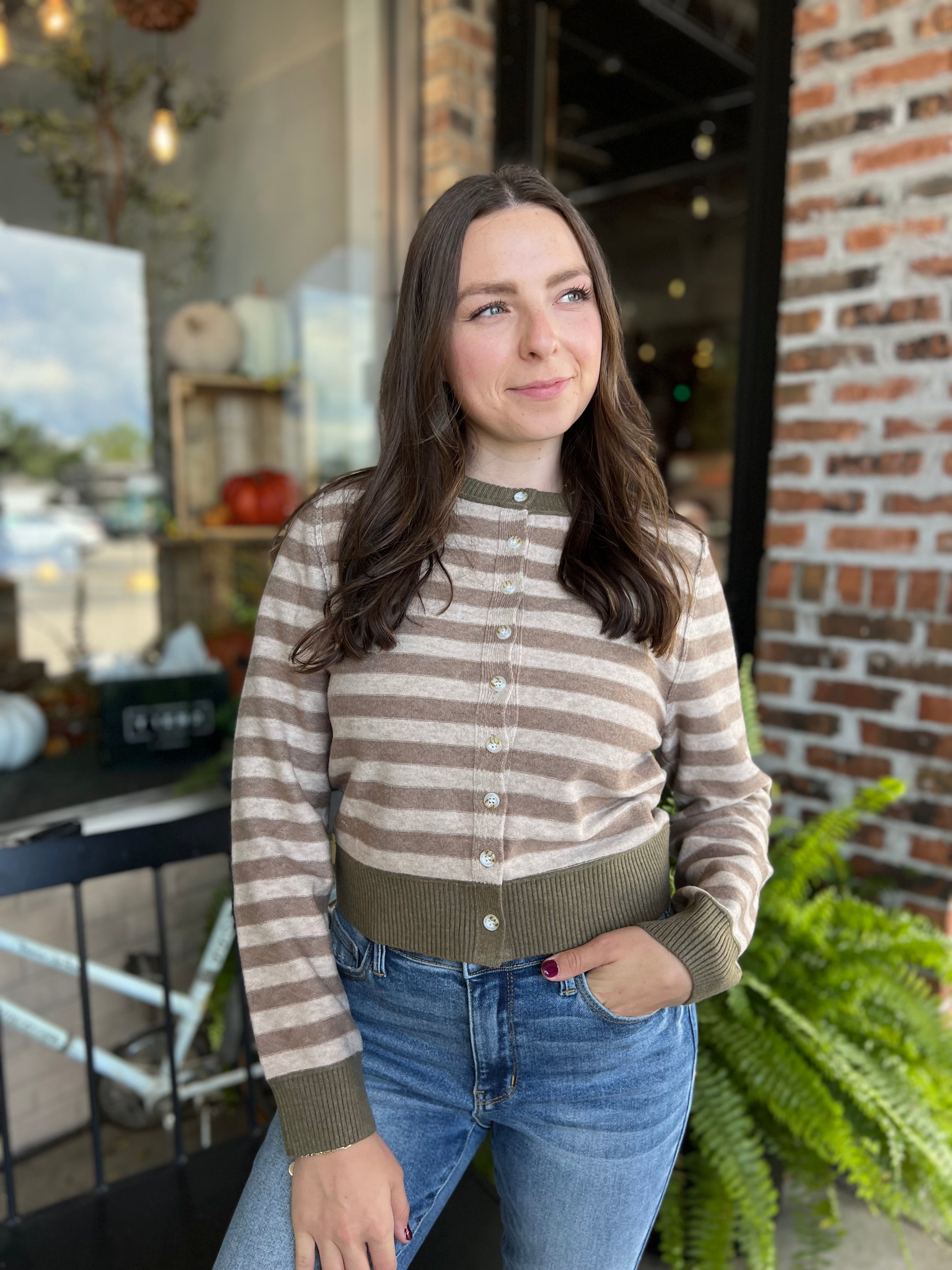 Brown Stripe Cardigan