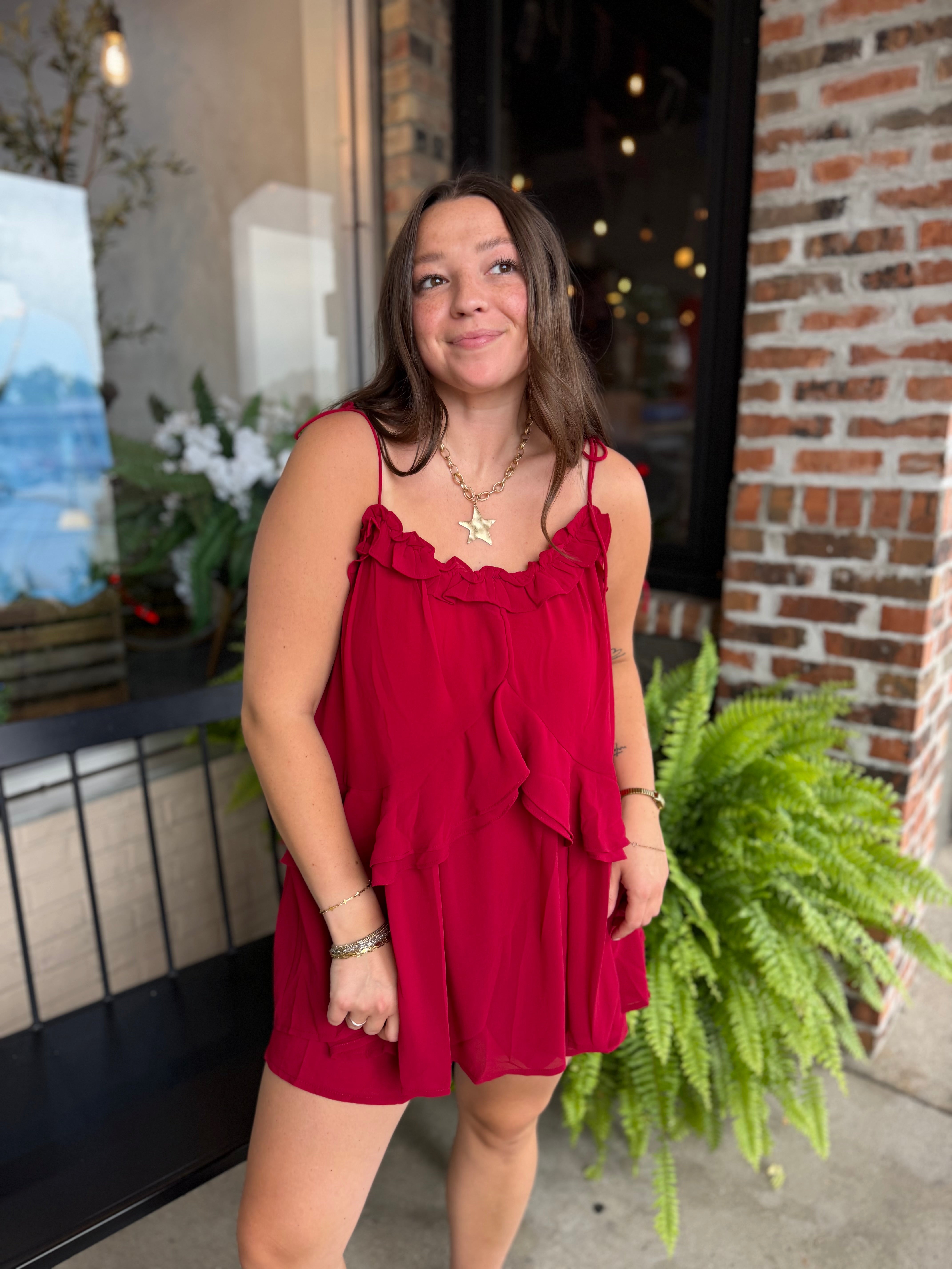 Red Ruffle Romper