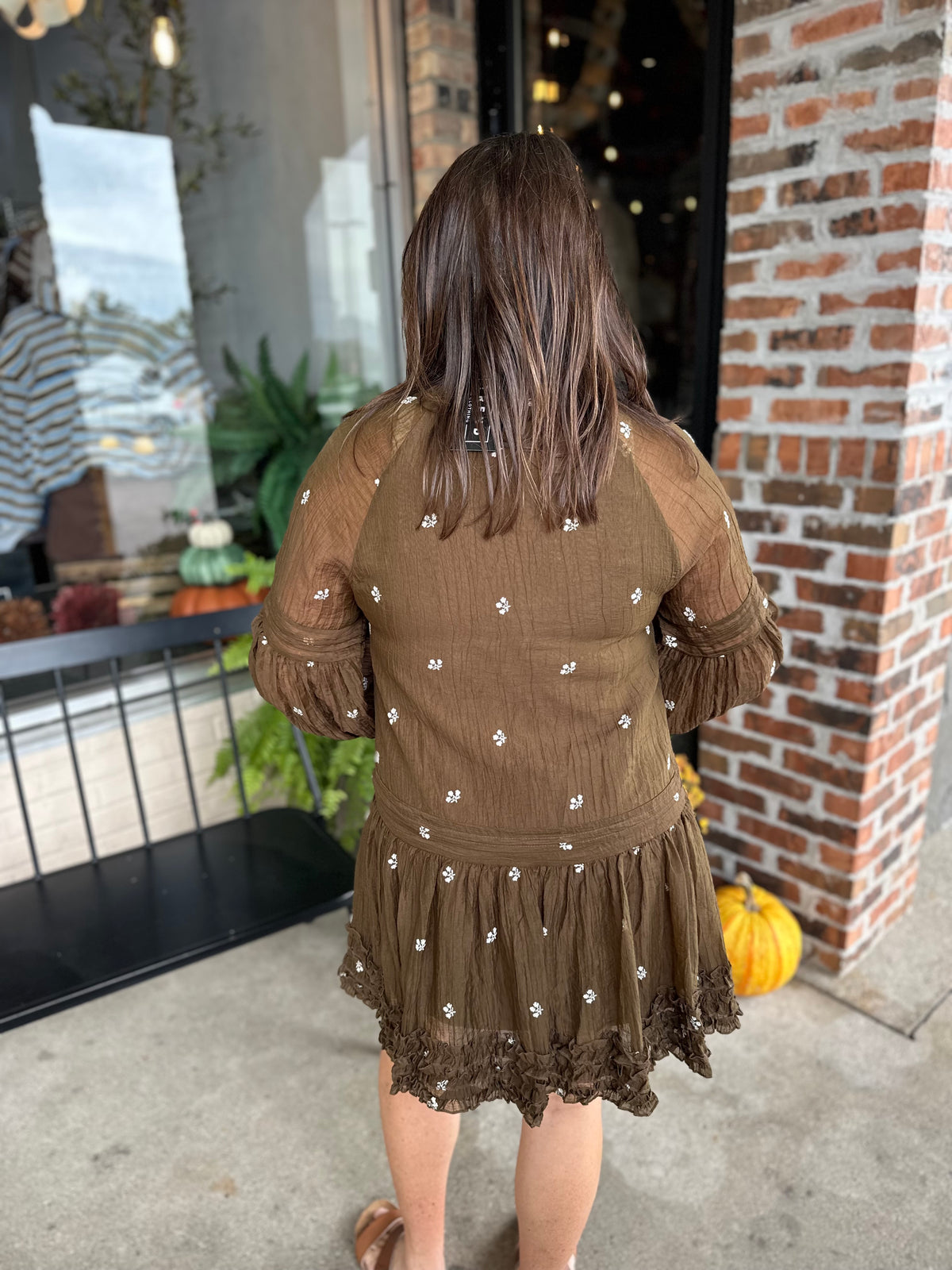 Floral Embroidered Long Sleeve Tassel Dress