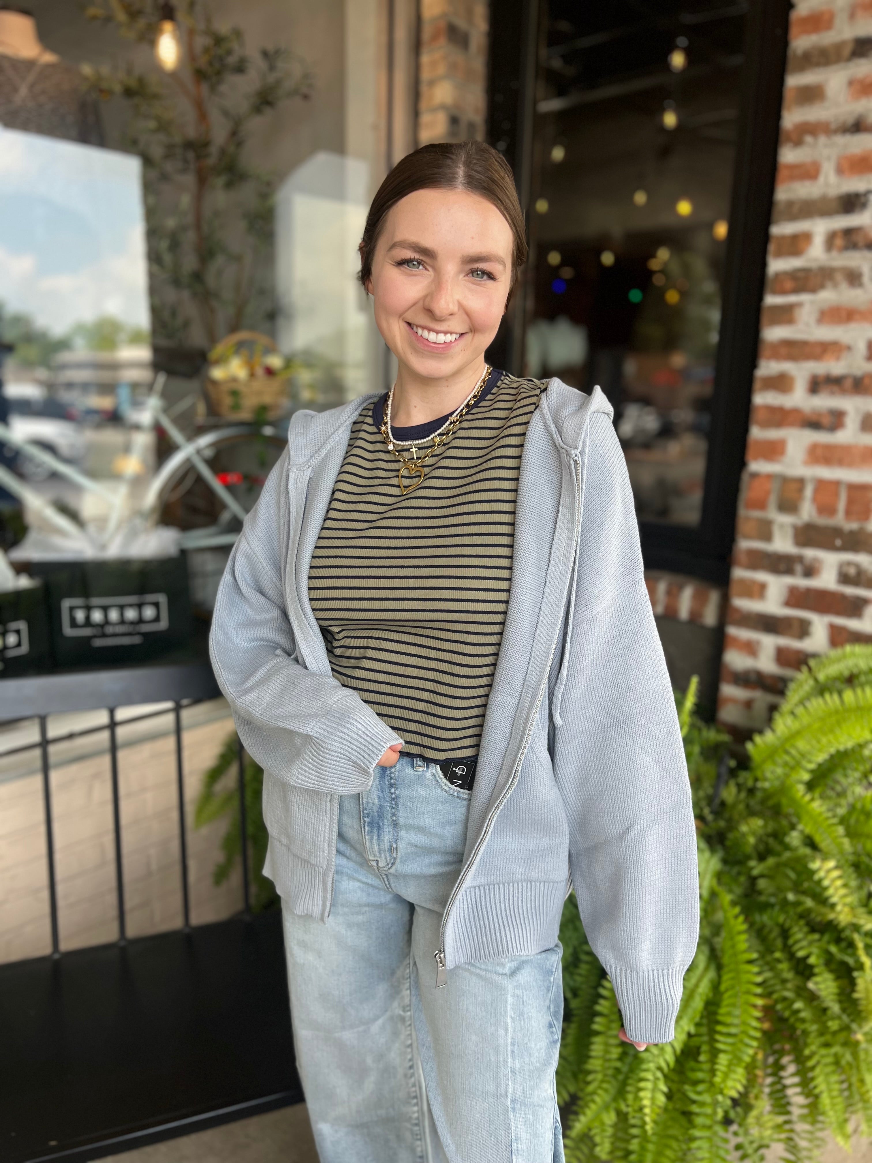 Navy Stripe Top