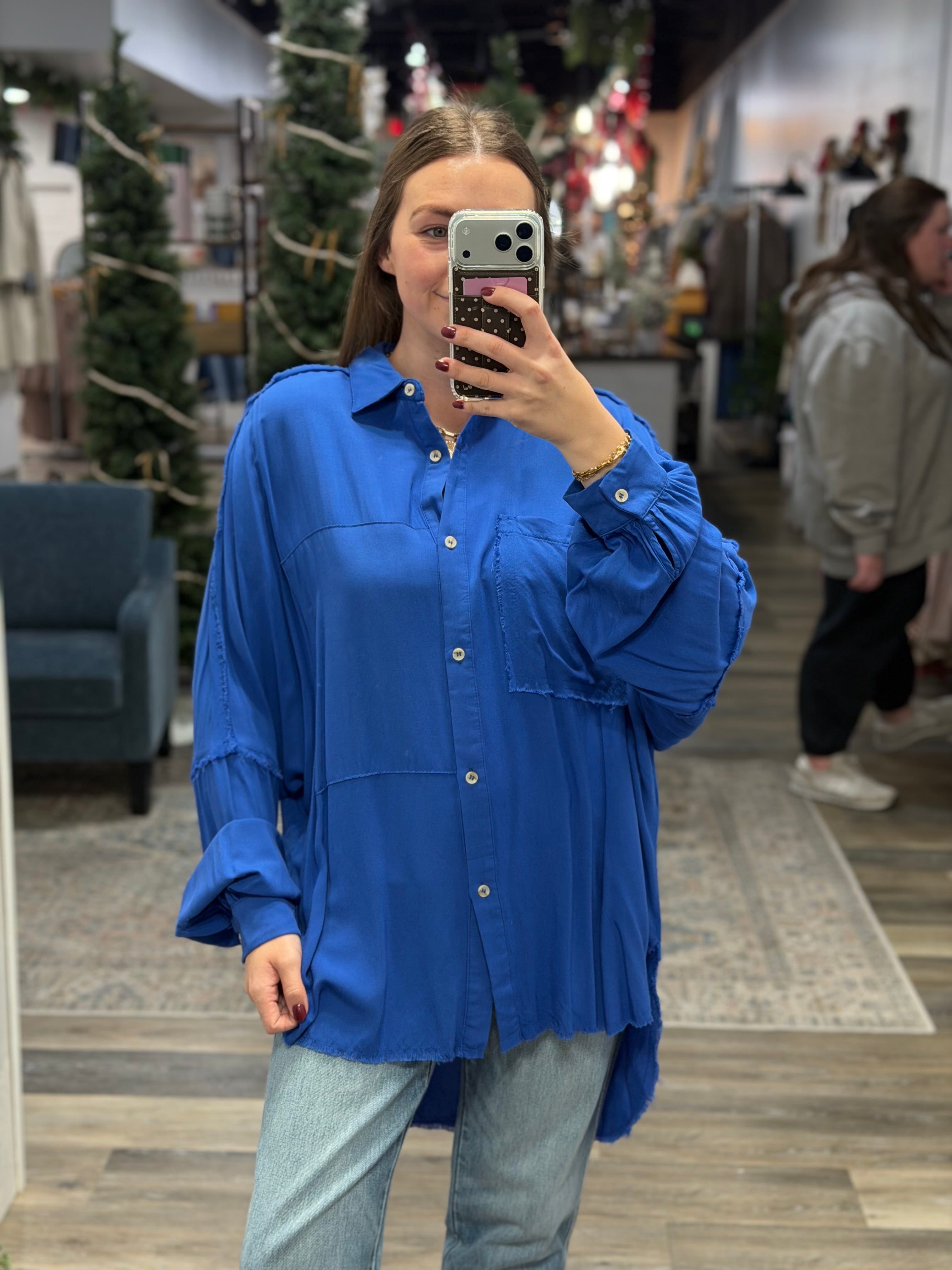 Cobalt Button Down Top