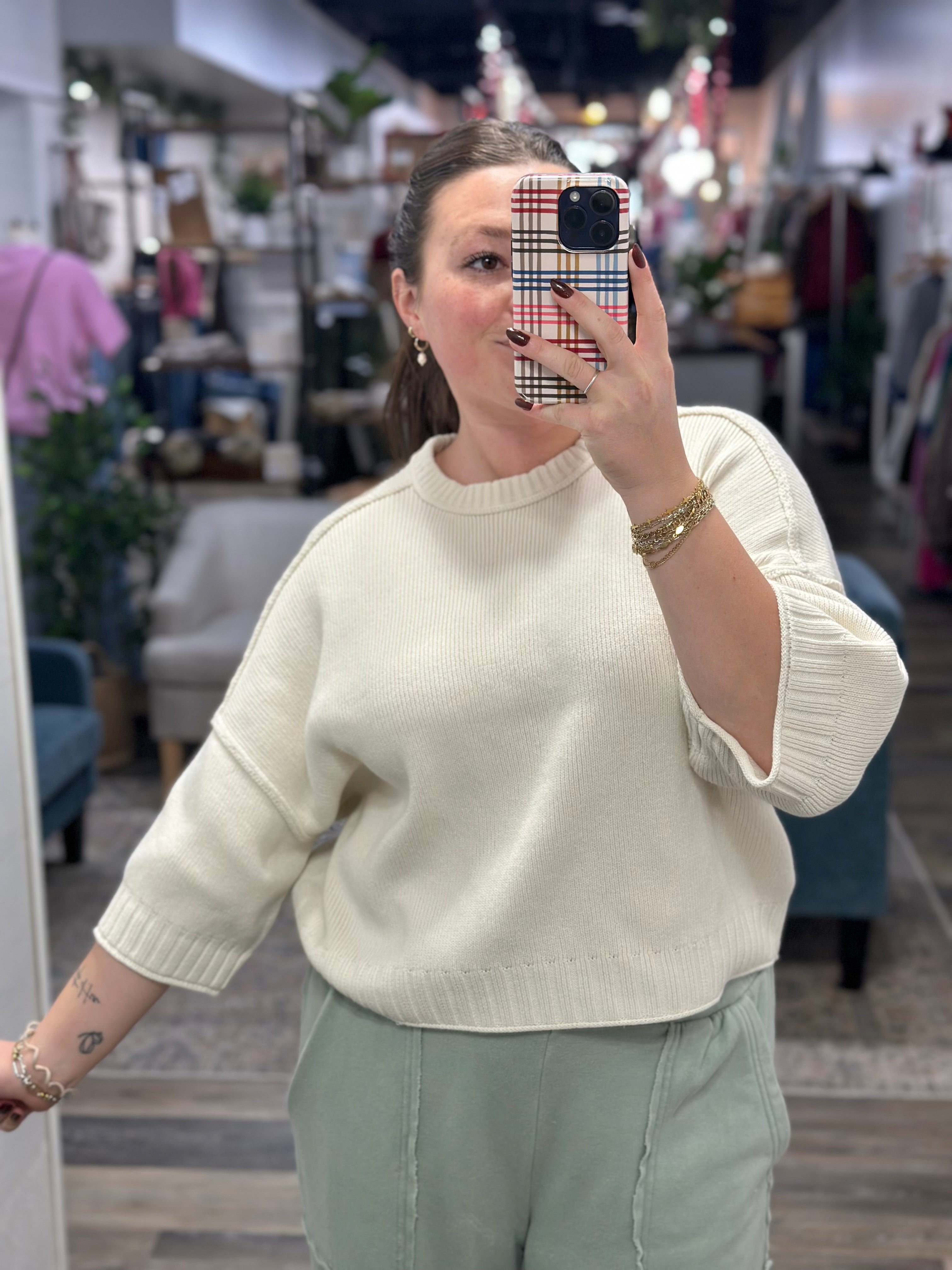 Ivory Drop Shoulder Sweater