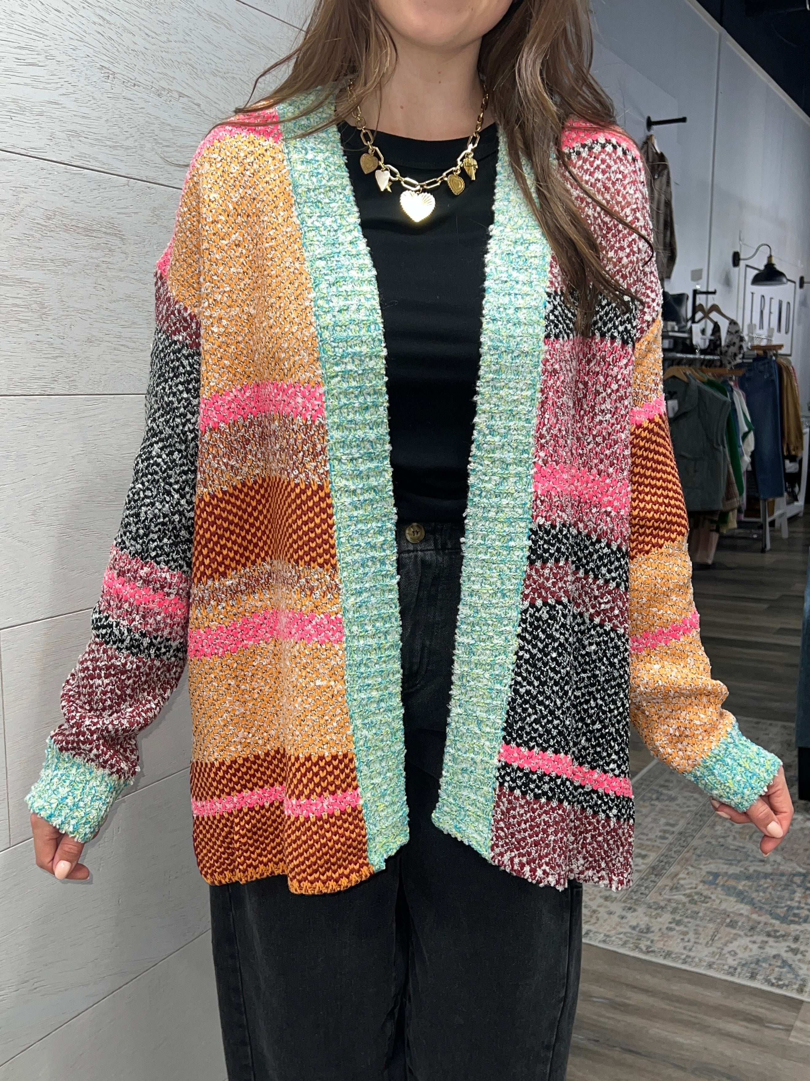 Multicolor Abstract Cardigan