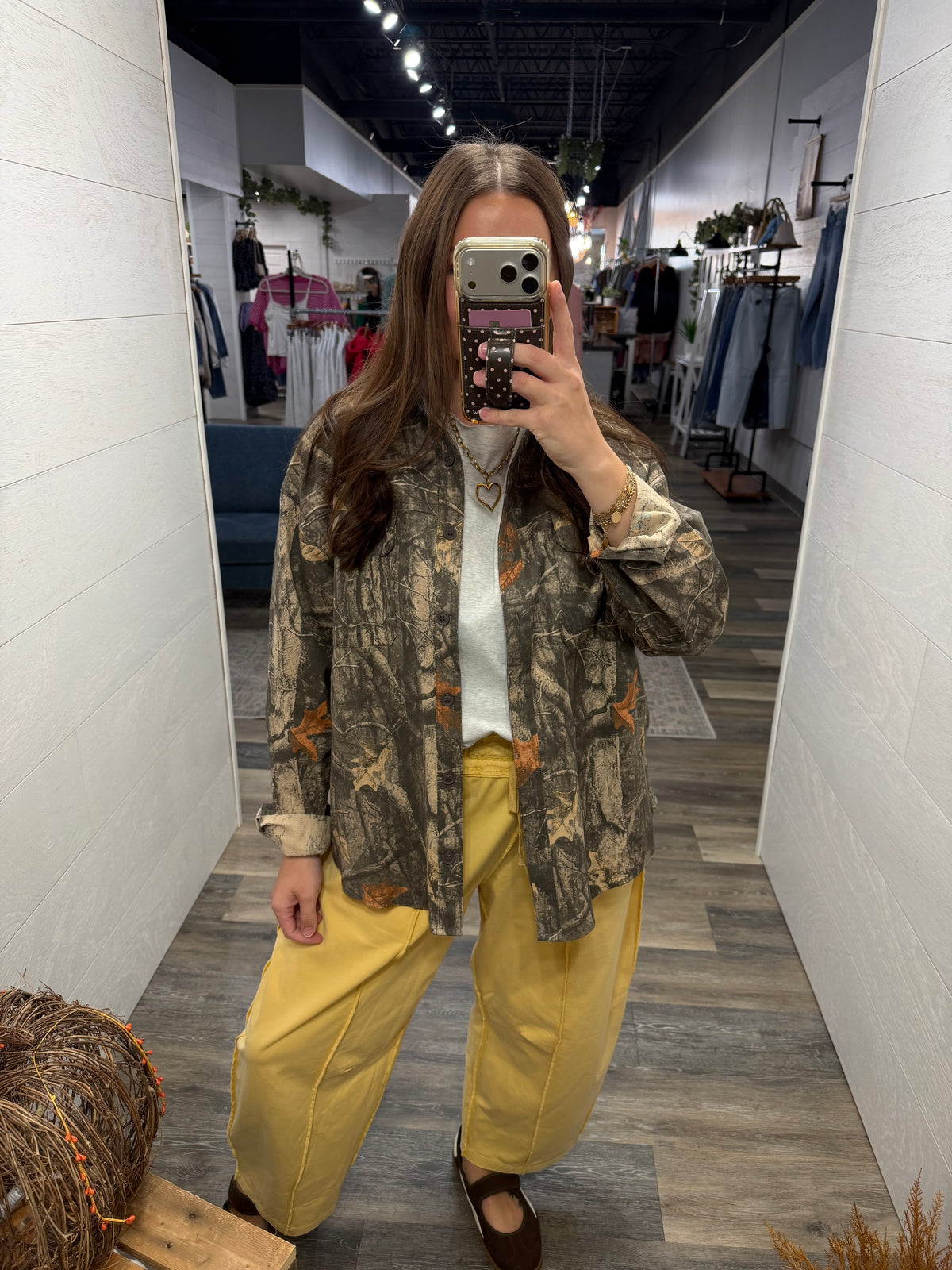 Denim Collar Camo Shacket