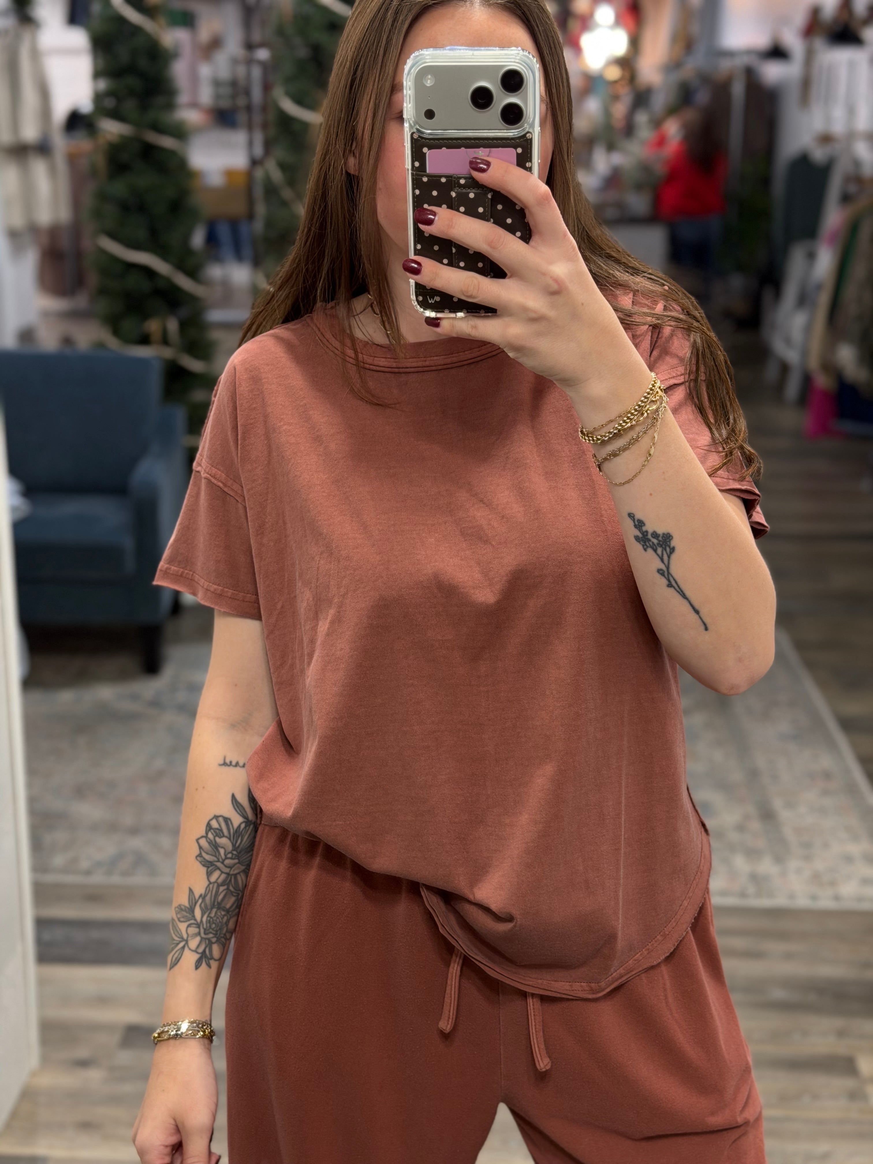 Terracotta Exposed Seam Top - FINAL SALE