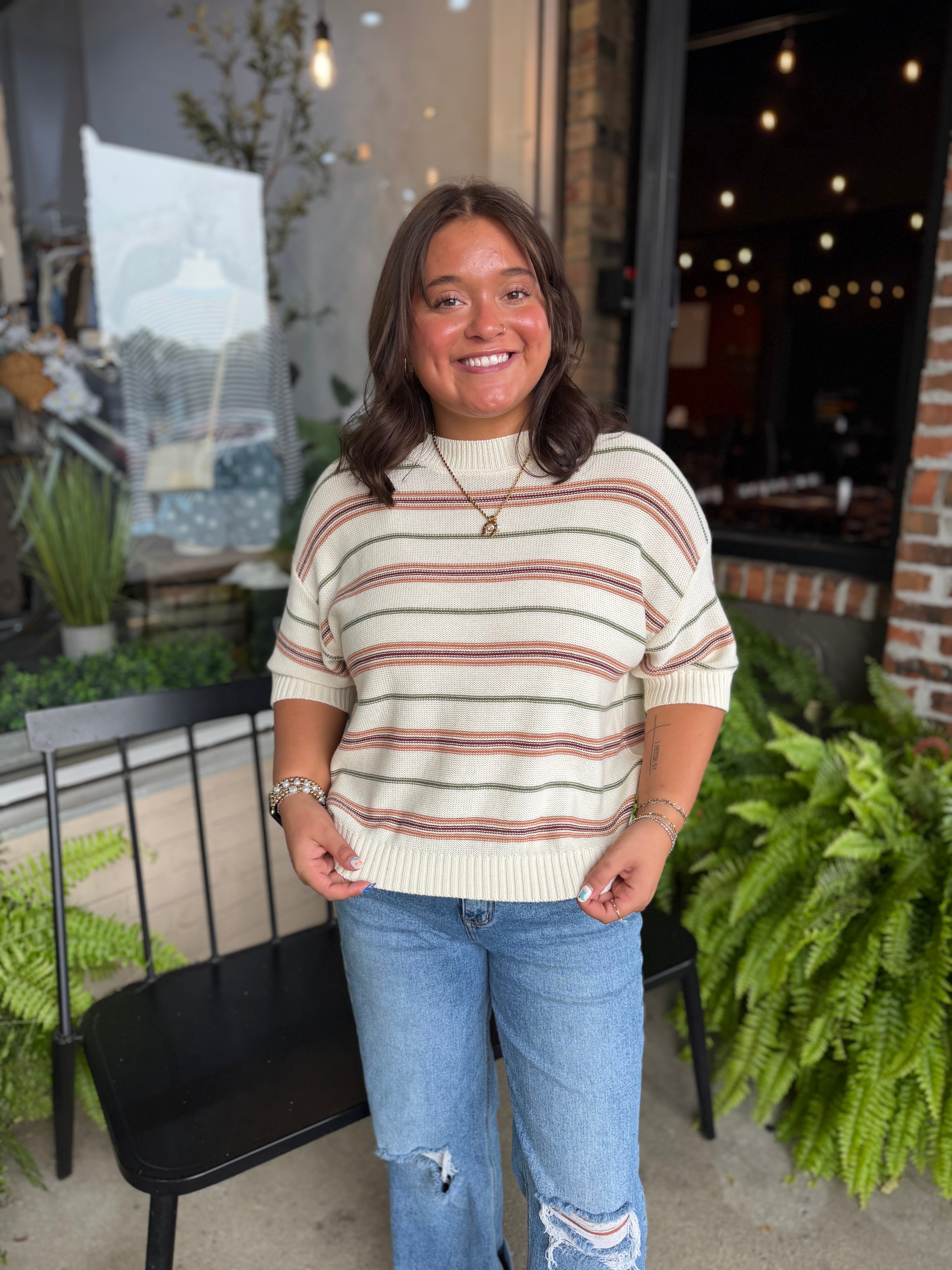 Striped Half Sleeve Top - FINAL SALE