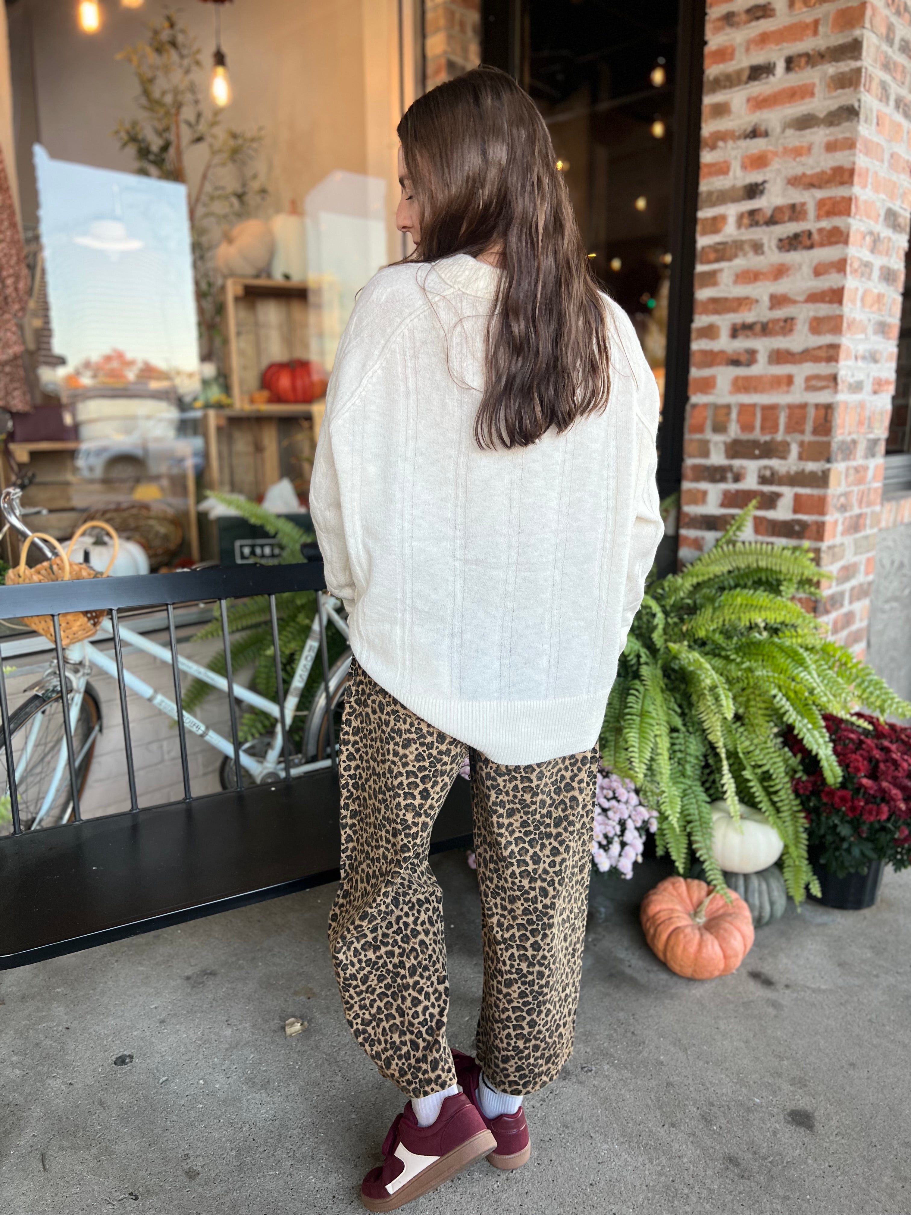 Leopard Printed Barrel Pants