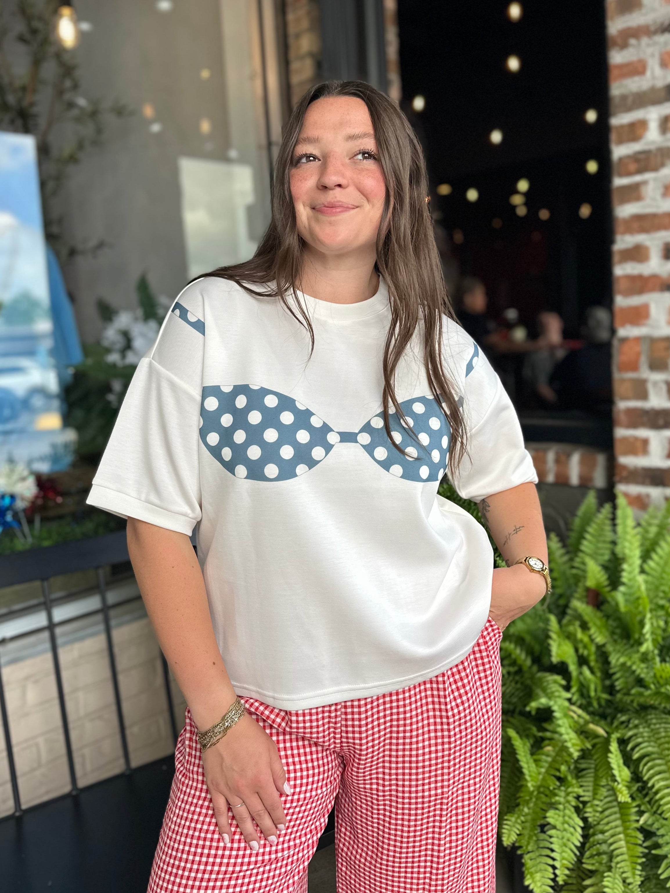 Blue Polka Dot Bikini Graphic Tee