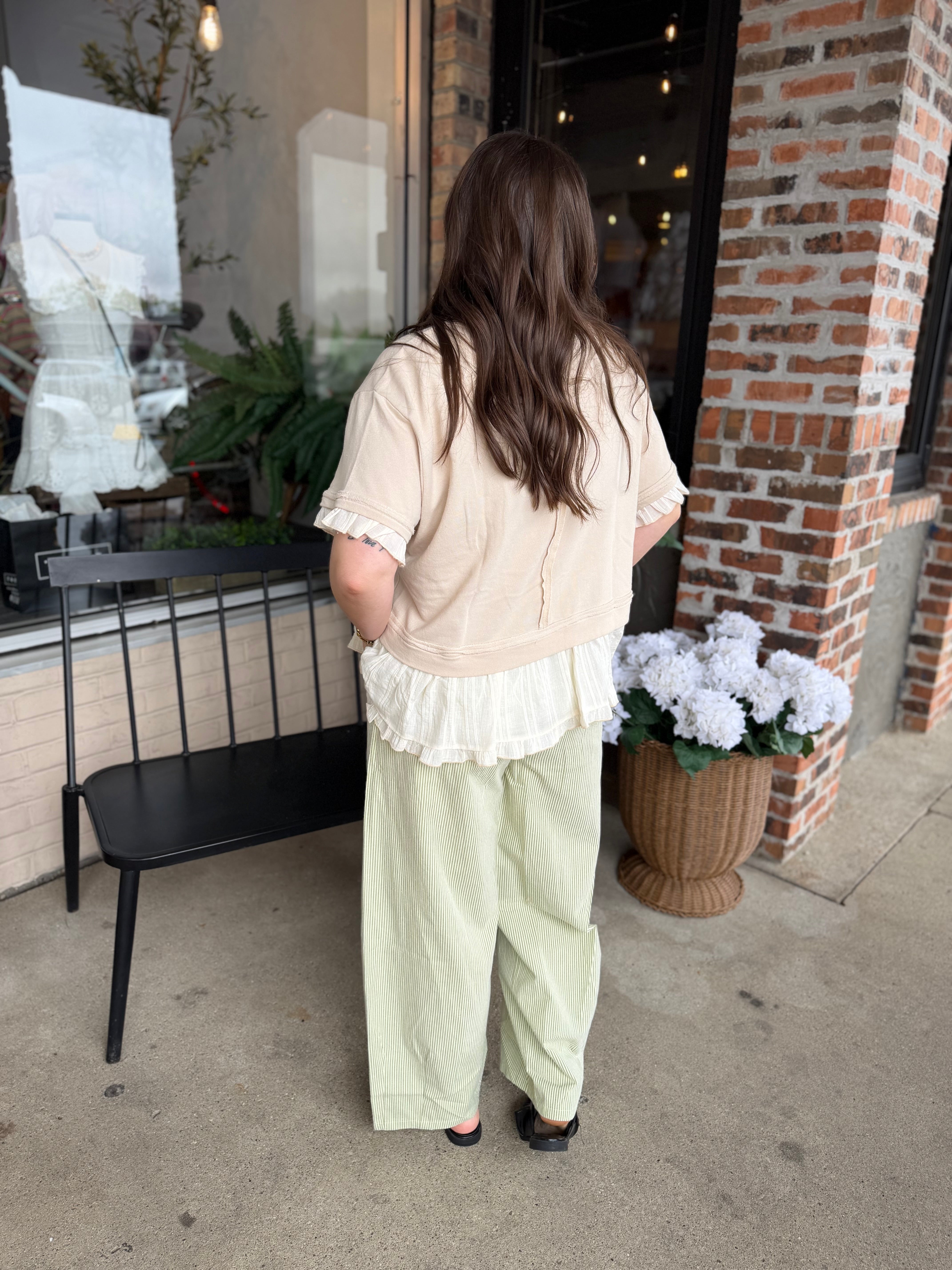 Green Striped Drawstring Pants - FINAL SALE