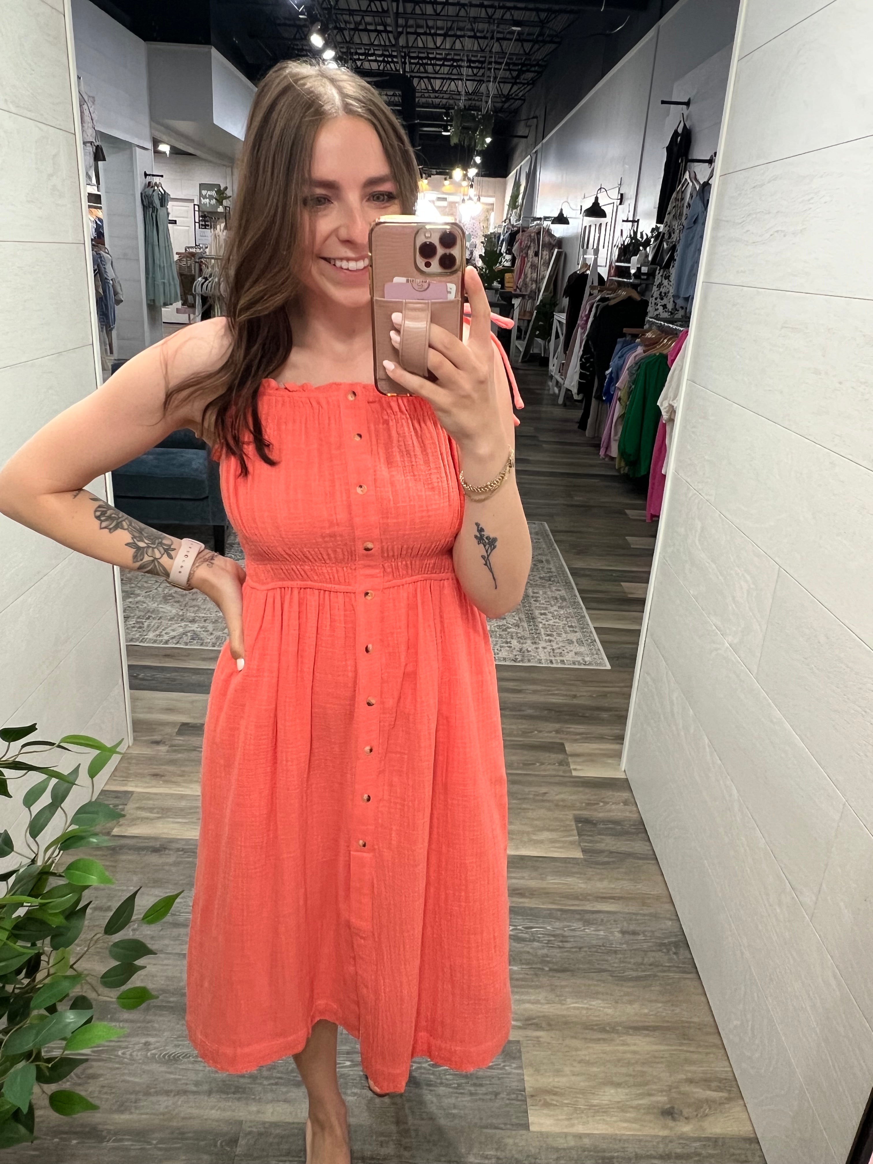 Peach Midi Dress
