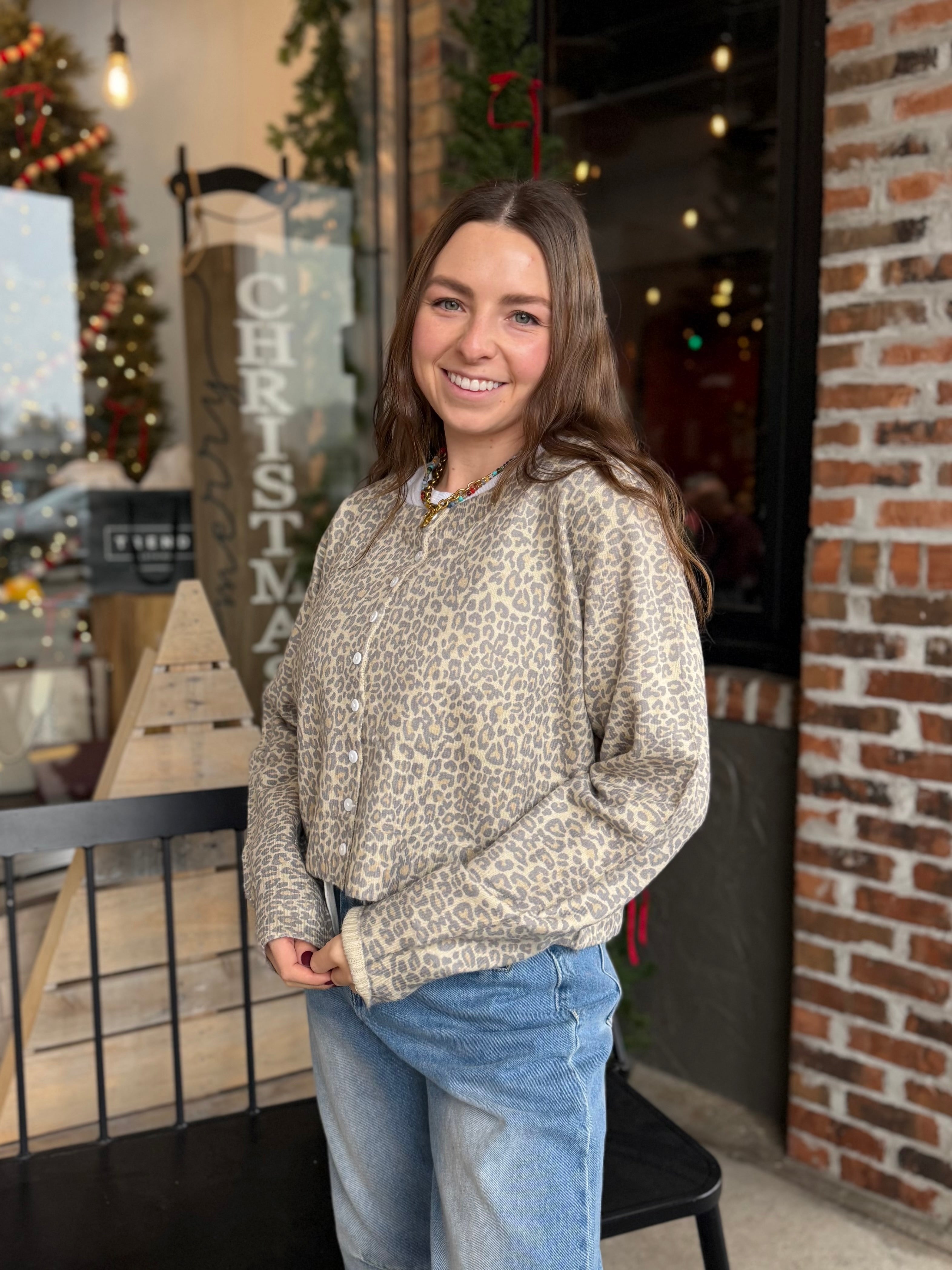 Oatmeal Leopard Button Cardigan