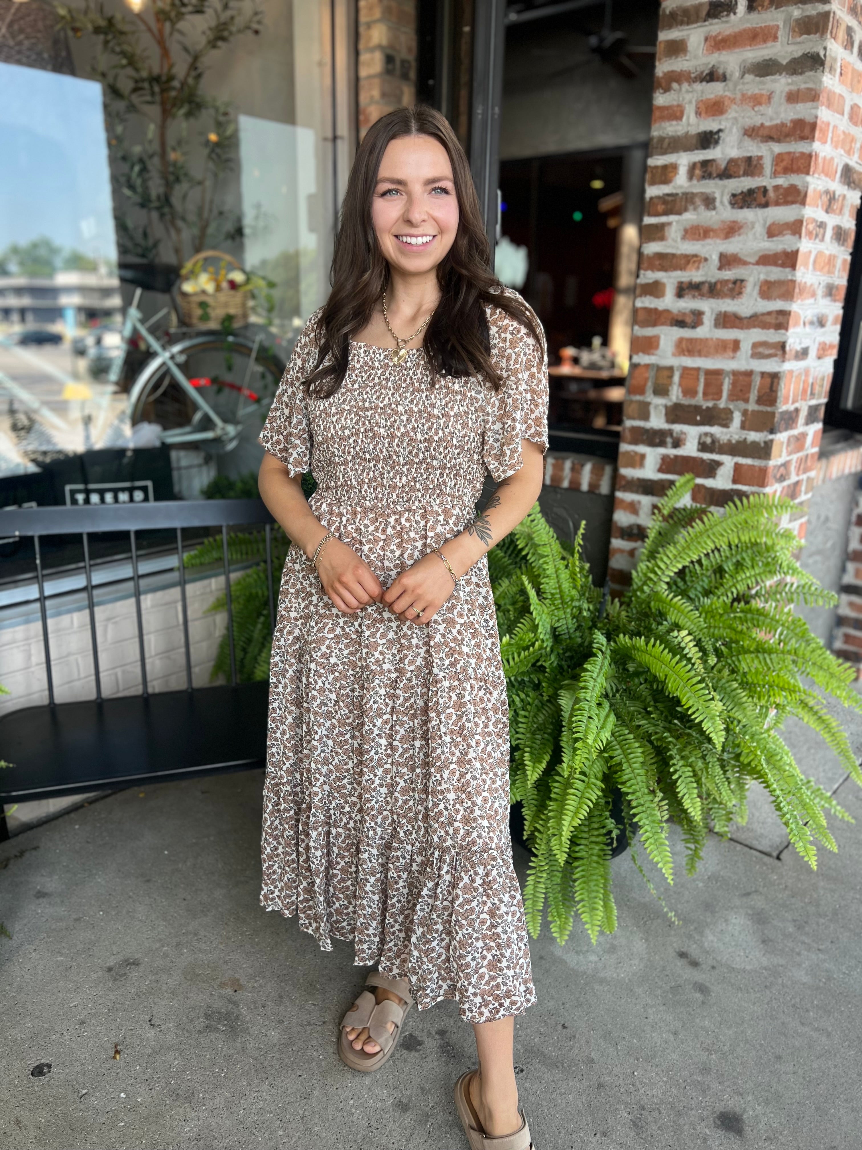 Caramel Floral Dress
