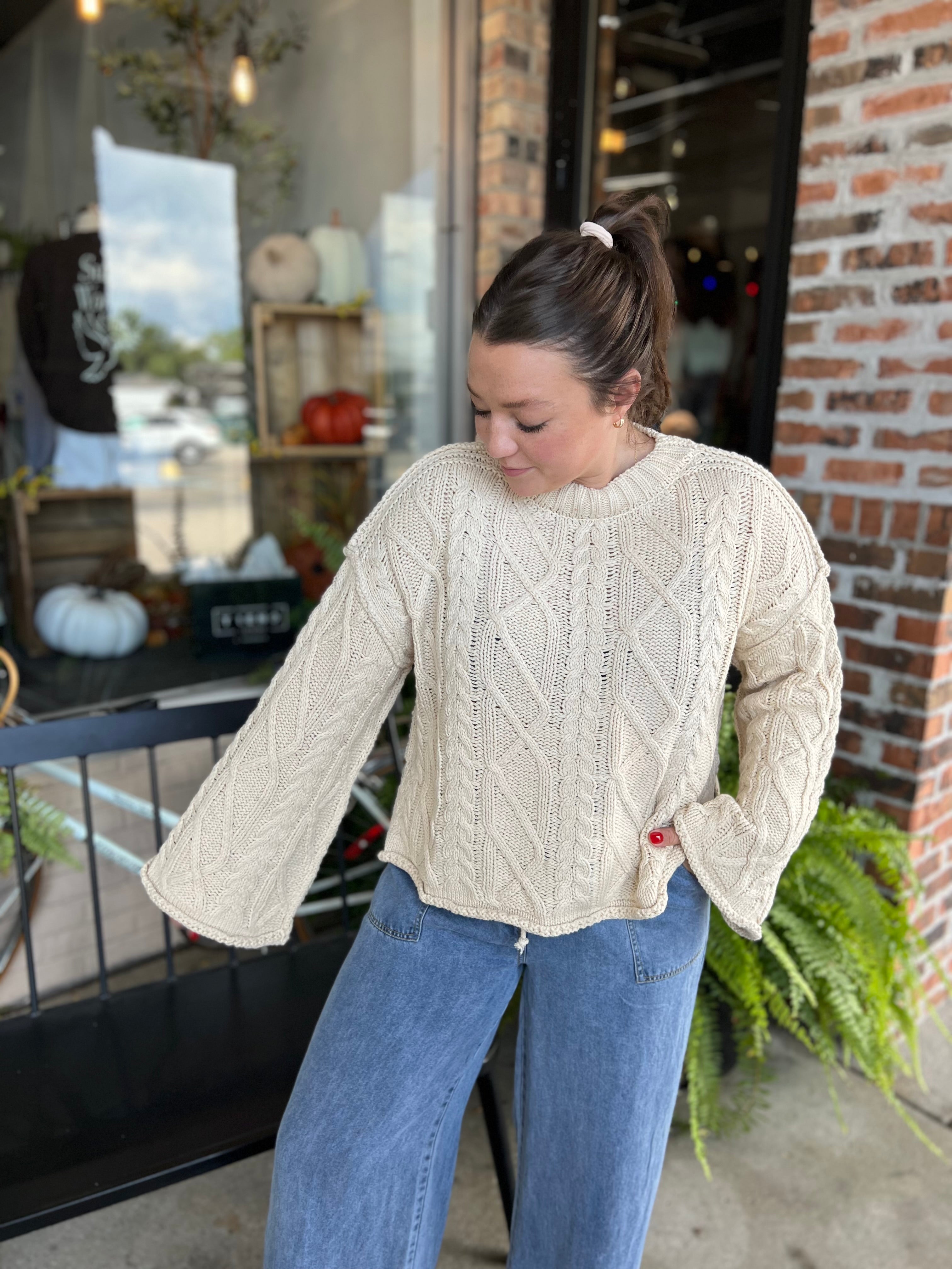 OVERSIZED CABLE KNIT SWEATER - FINAL SALE