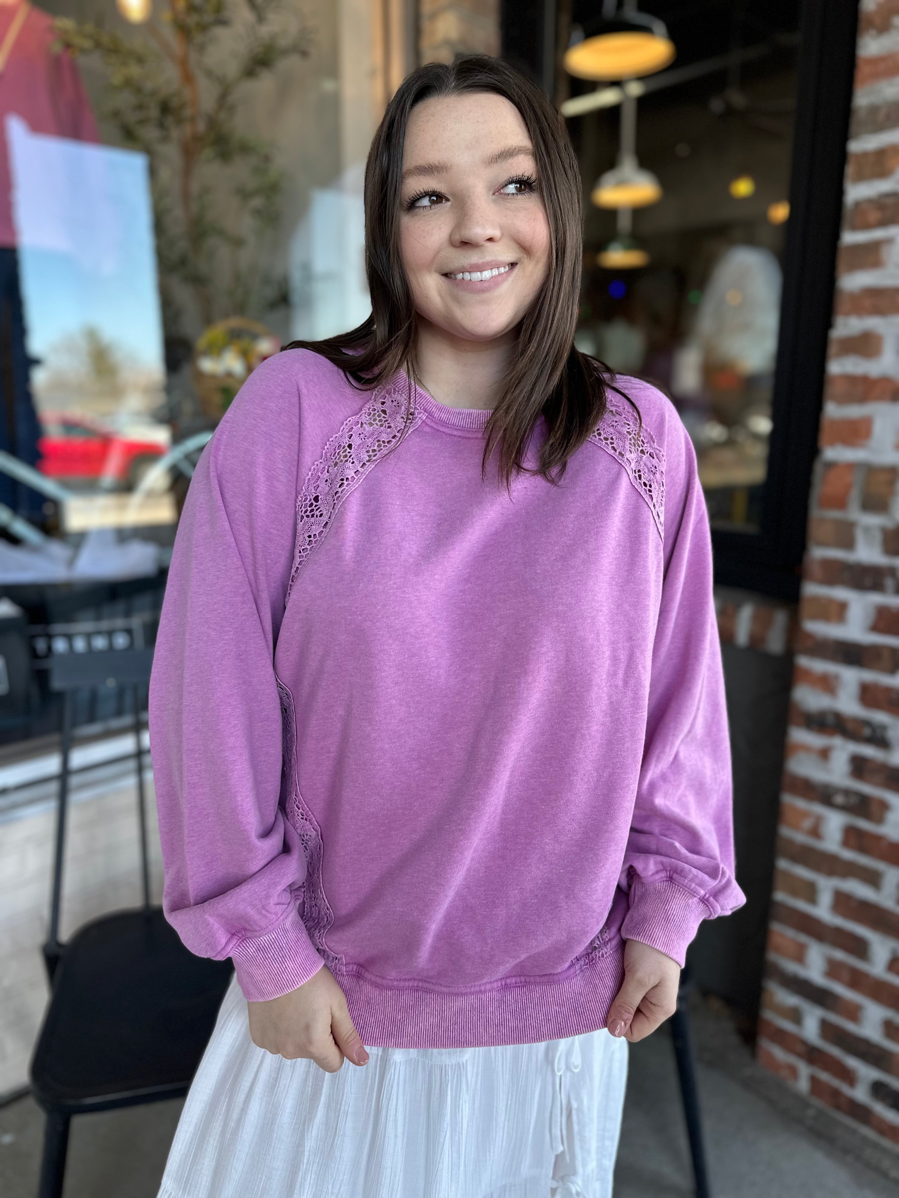 Orchid Lace Trim Detail Top