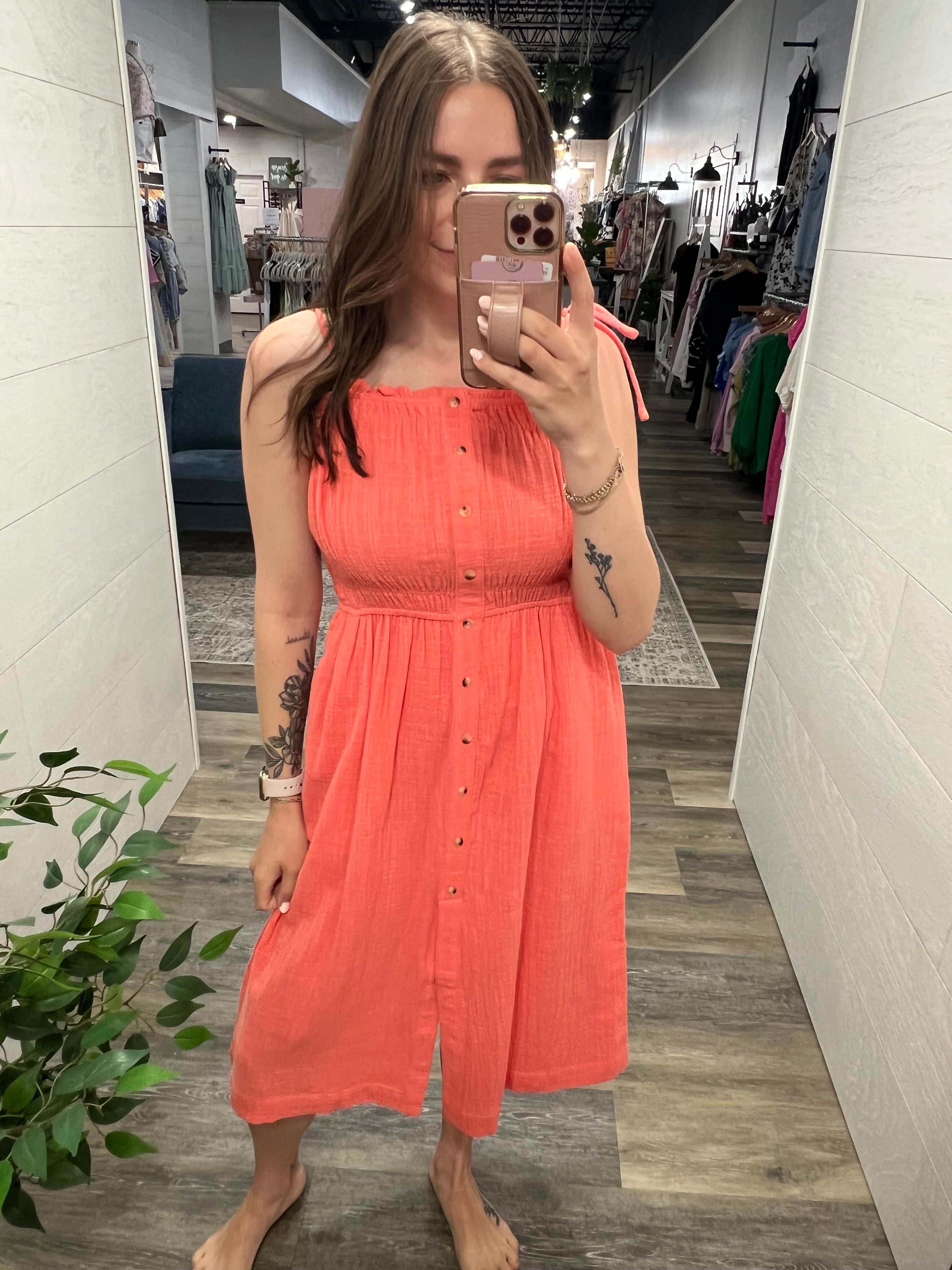 Peach Midi Dress