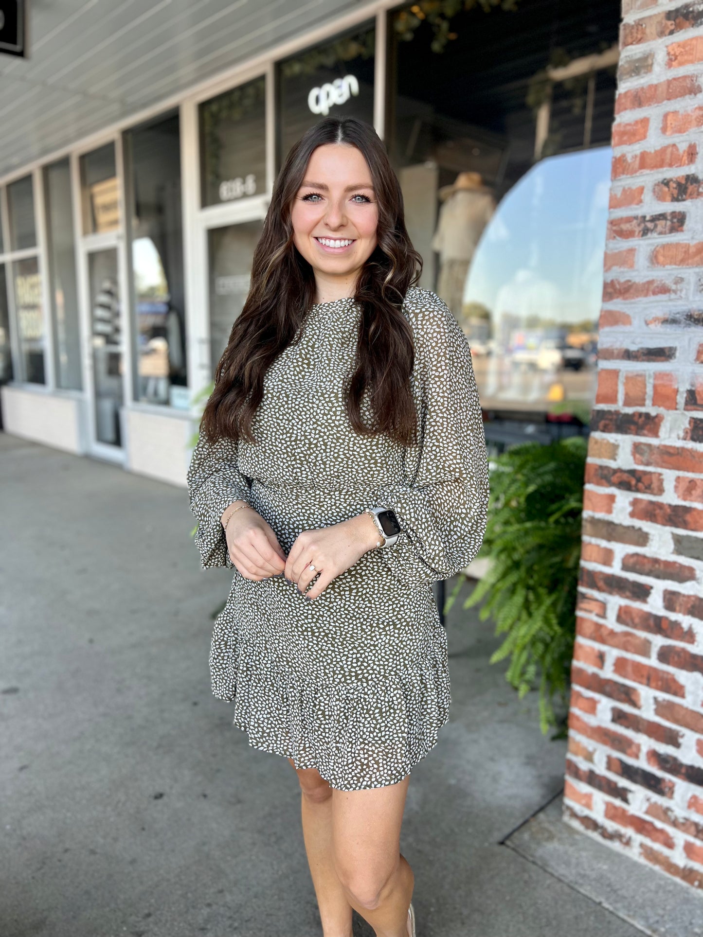 Olive Printed Woven Dress