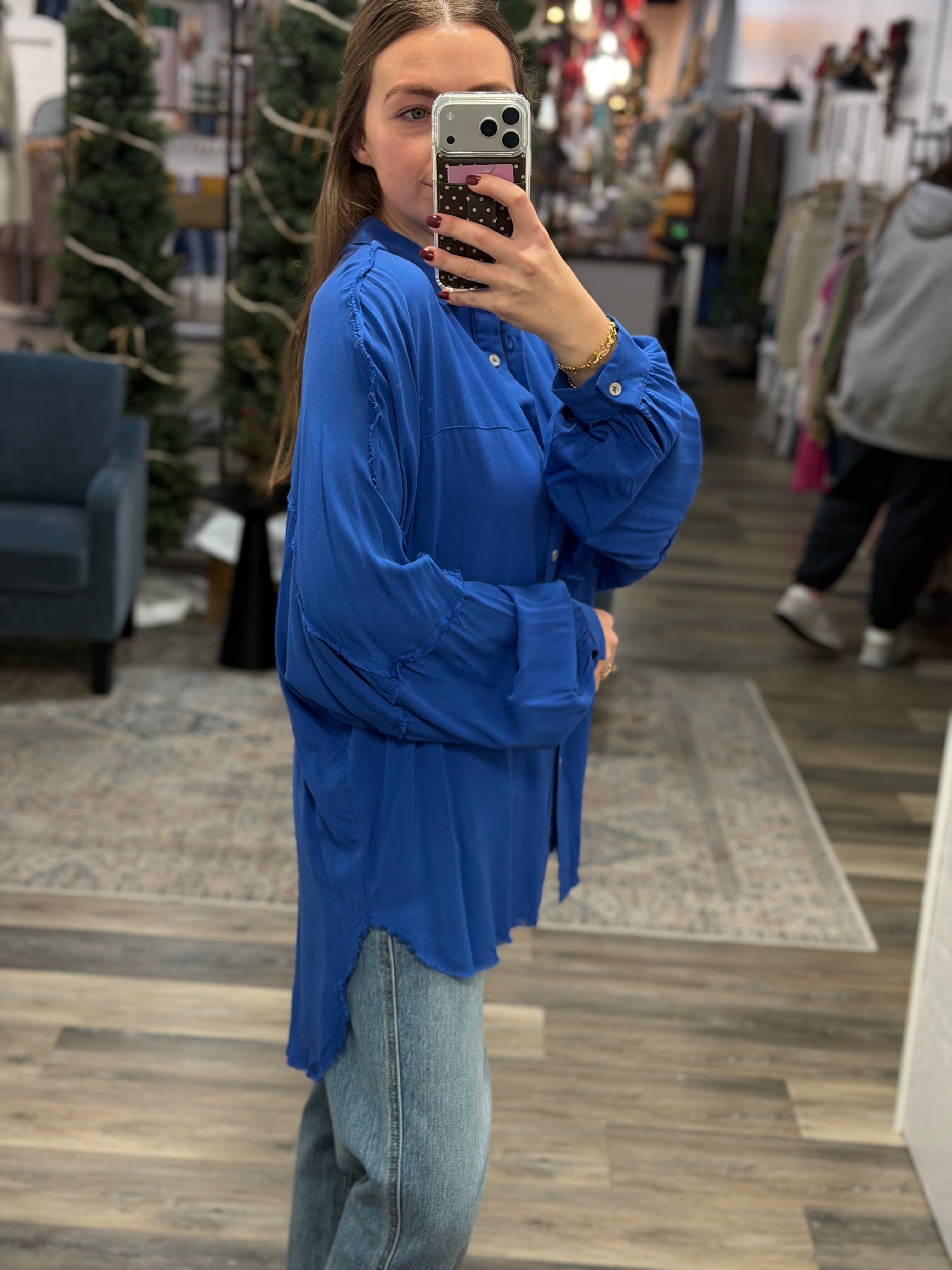 Cobalt Button Down Top