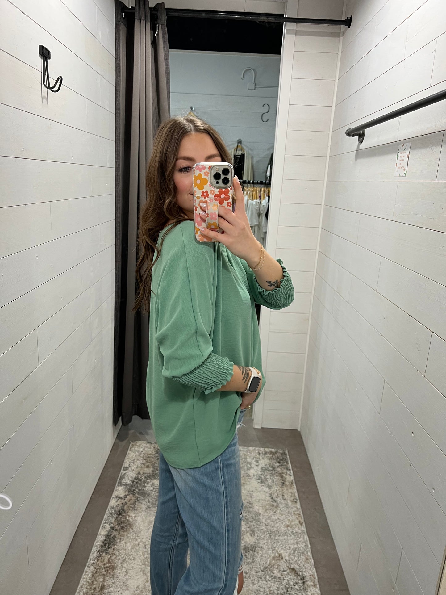 Sage Smock Sleeve Top