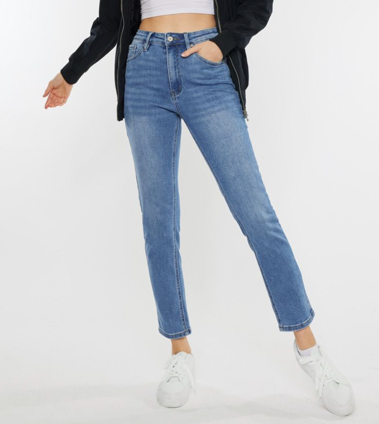 High Rise Slim Straight Denim