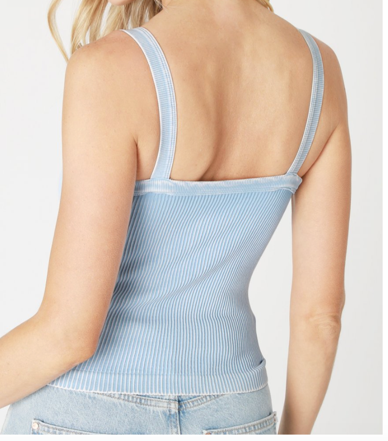 Vintage Square Neck Ribbed Top