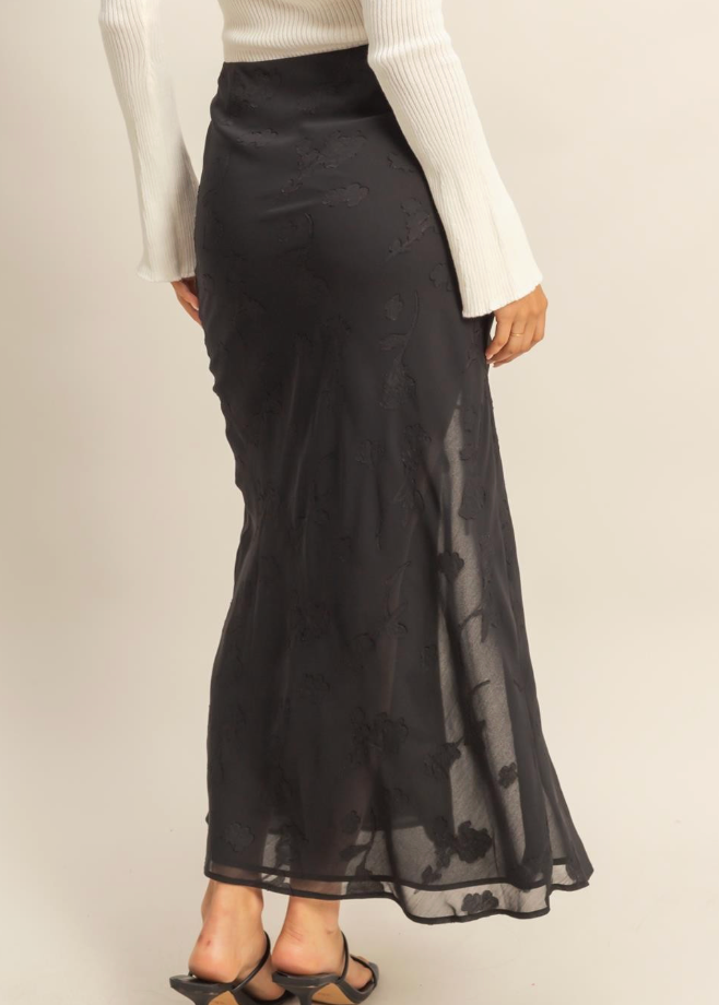 Black Floral Maxi Skirt - FINAL SALE