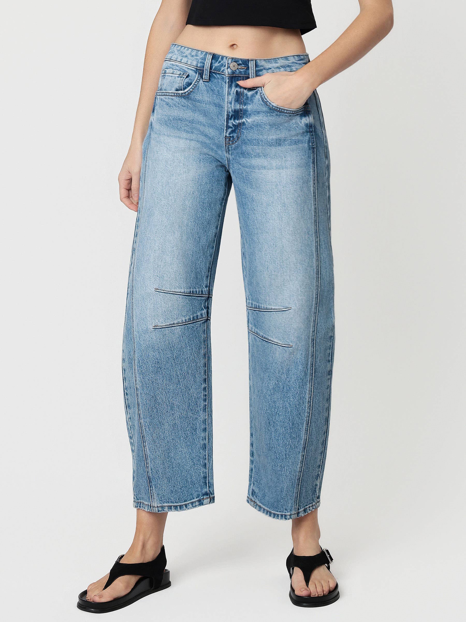 High Rise Structured Barrel Jeans