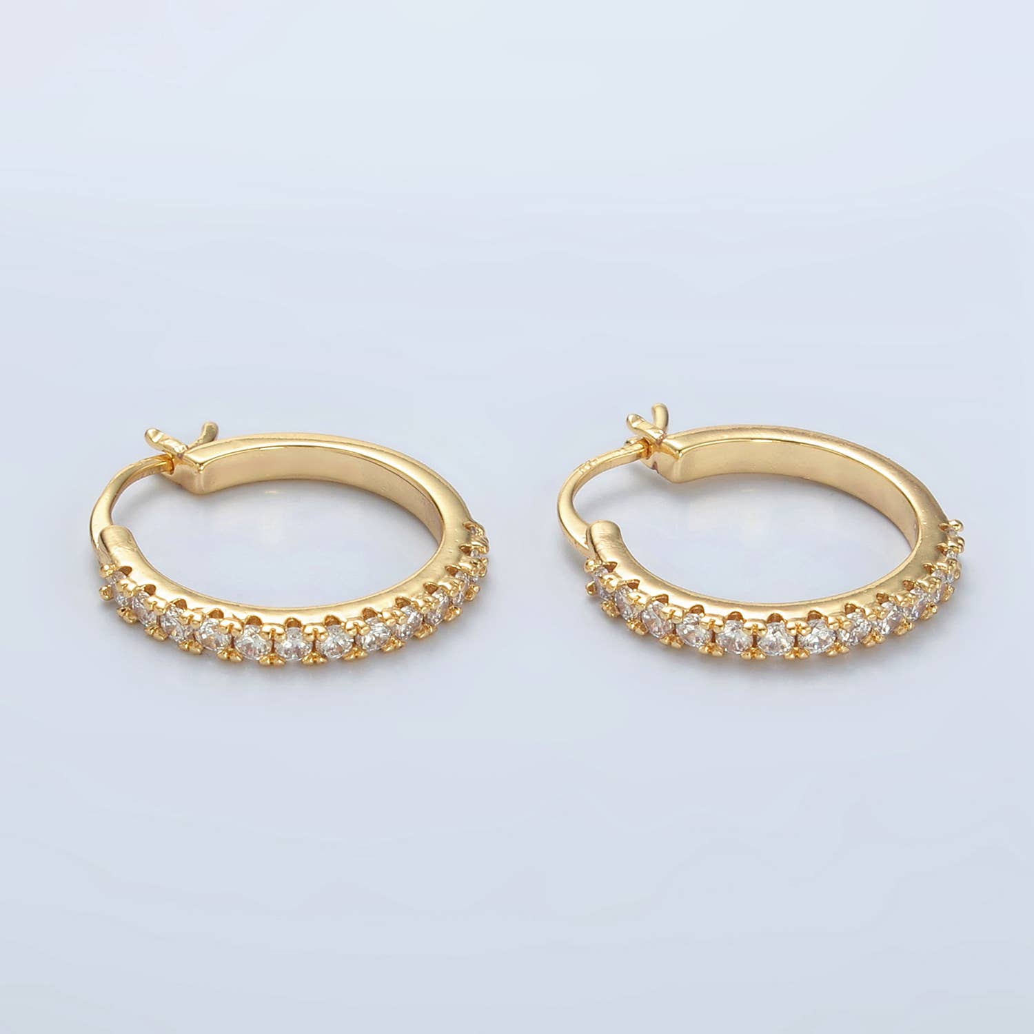 24K Gold Filled Micro Paved Latch Hoops