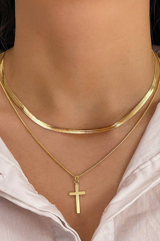 18K Tarnish Free Cross Necklace