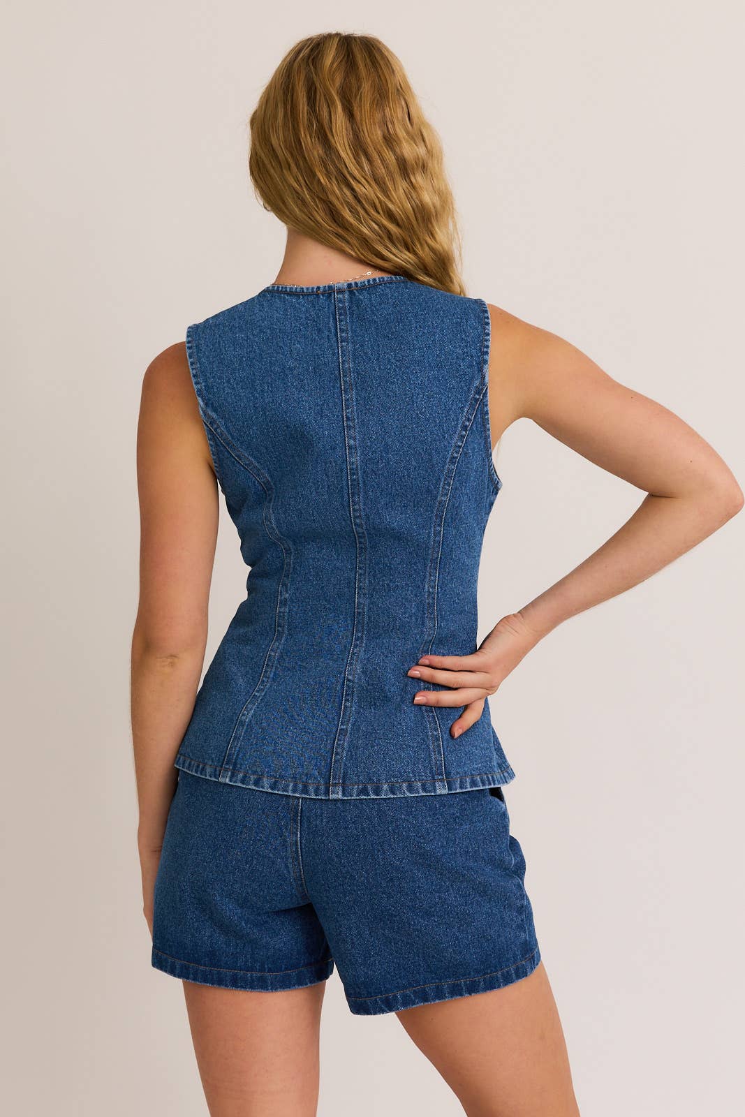 Button Front Sleeveless Denim Top - FINAL SALE