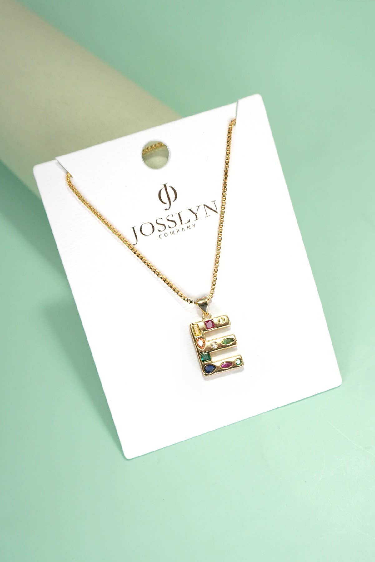 Multi Color Initial Rhinestone Necklace